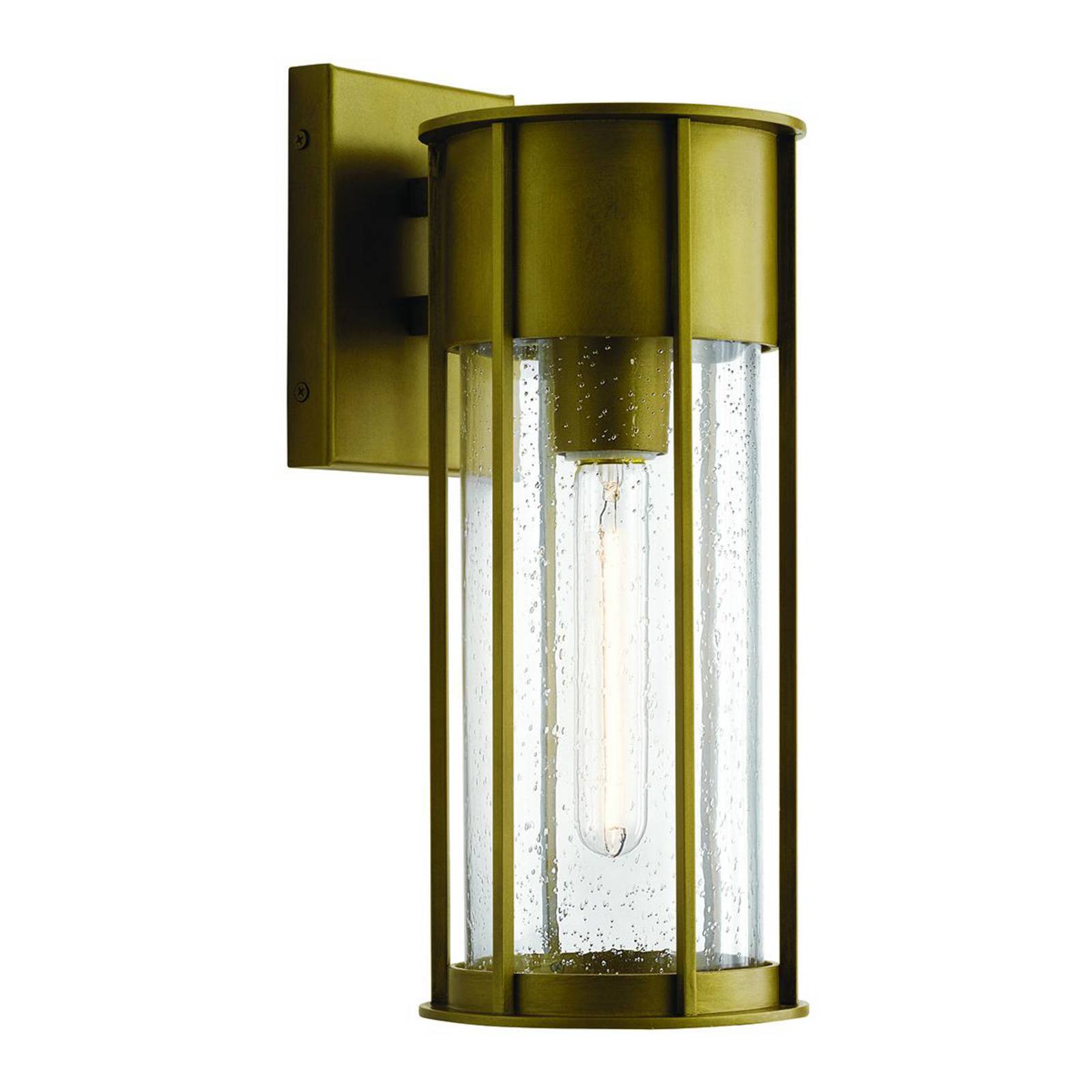 Außenwandleuchte Camillo, messingfarben, Alu, Glas, E27