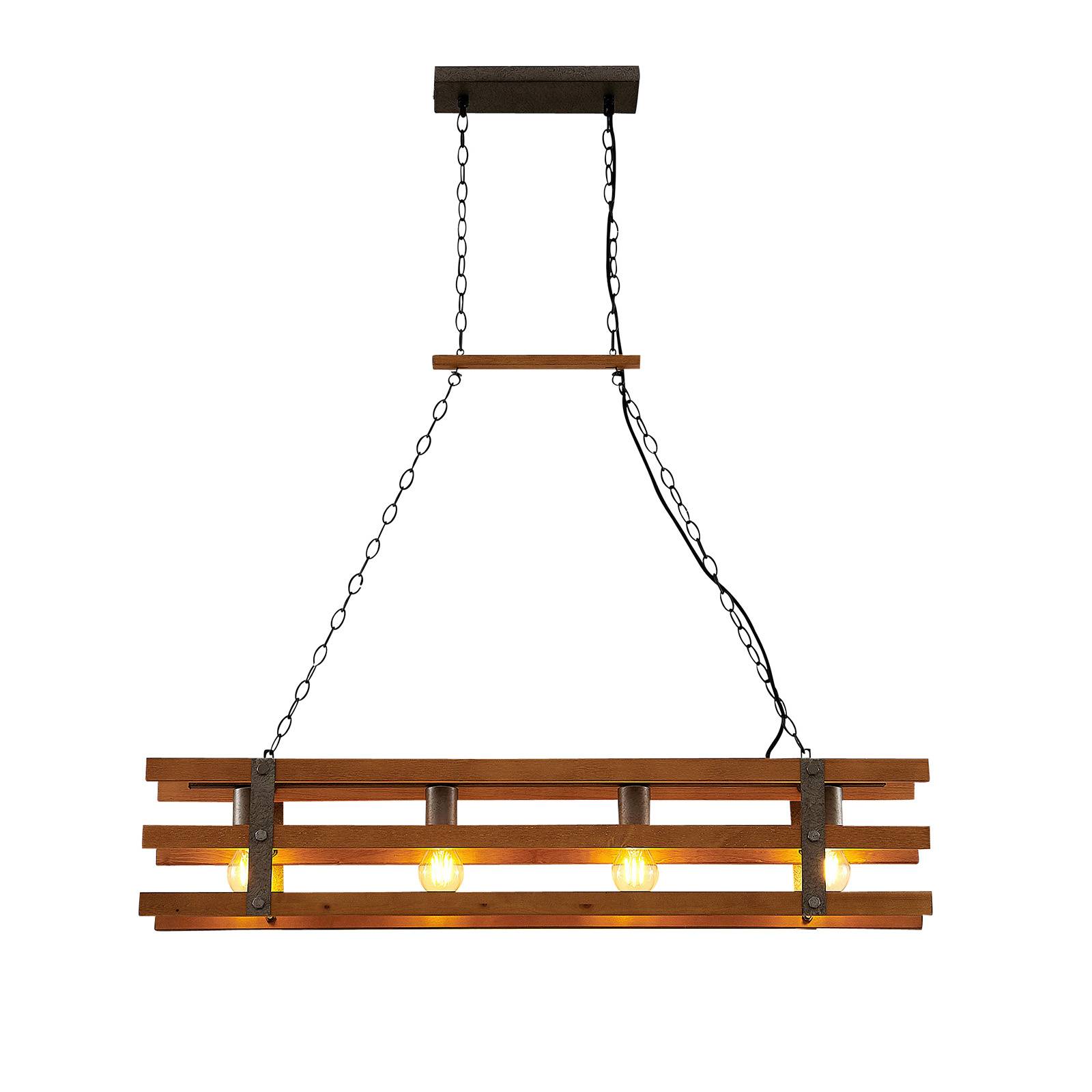 Lindby Wooden Pendant Light - Living / Dining Room - Hanging Light - dimmable - Country House / Rustic - Brown