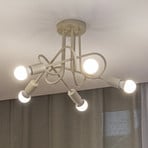 Oxford ceiling light, sand, Ø 47 cm, metal, 5-bulb, E27