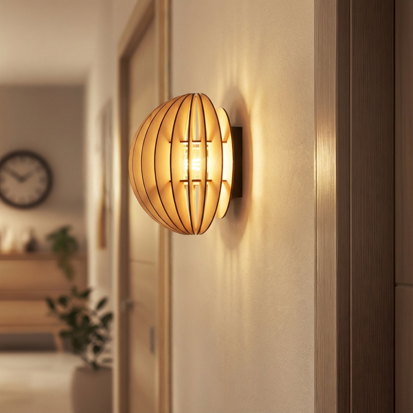 Aplique de pared Clay, Ø 23 cm, contrachapado de abedul, empotrada, E27 Aplique de pared Clay, Ø 23 cm, contrachapado de abedul, empotrada, E27