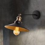 Applique Saglam, nero/oro, conica, altezza 20 cm, E27
