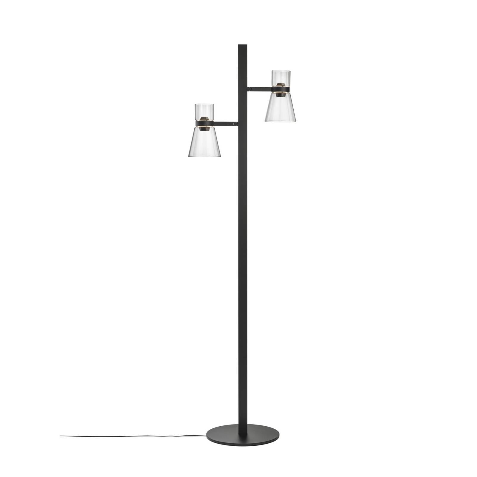 Flos LED-Stehlampe Nocturne F2 Cone, schwarz, 2-flg., 206 cm