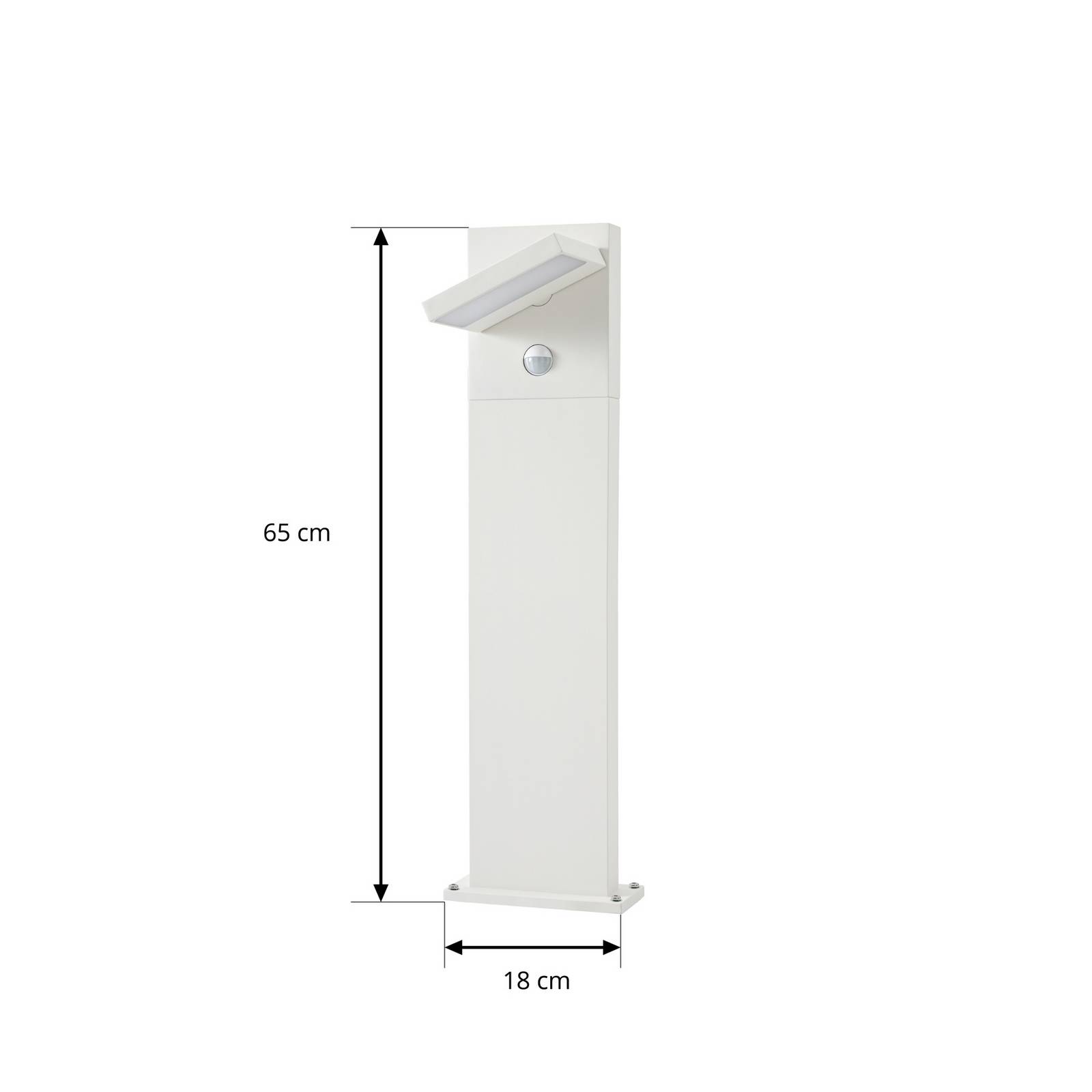 Słupek oświetleniowy LED Lucande Silvan, biały, 65 cm, czujnik, IP54