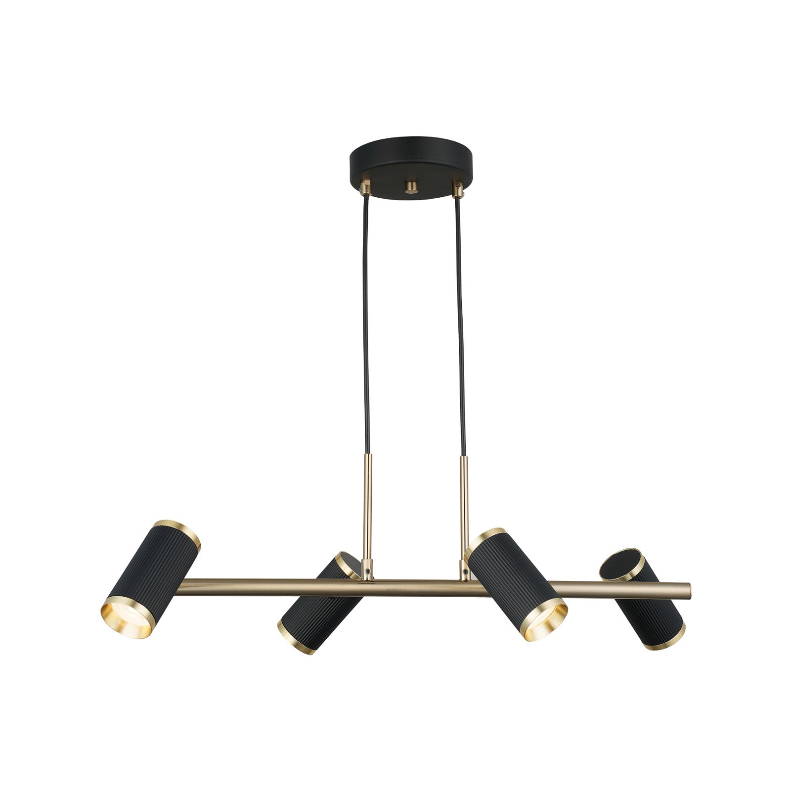 Hängelampe Lume schwarz/gold antik Länge 66 cm 4-flg. Metall