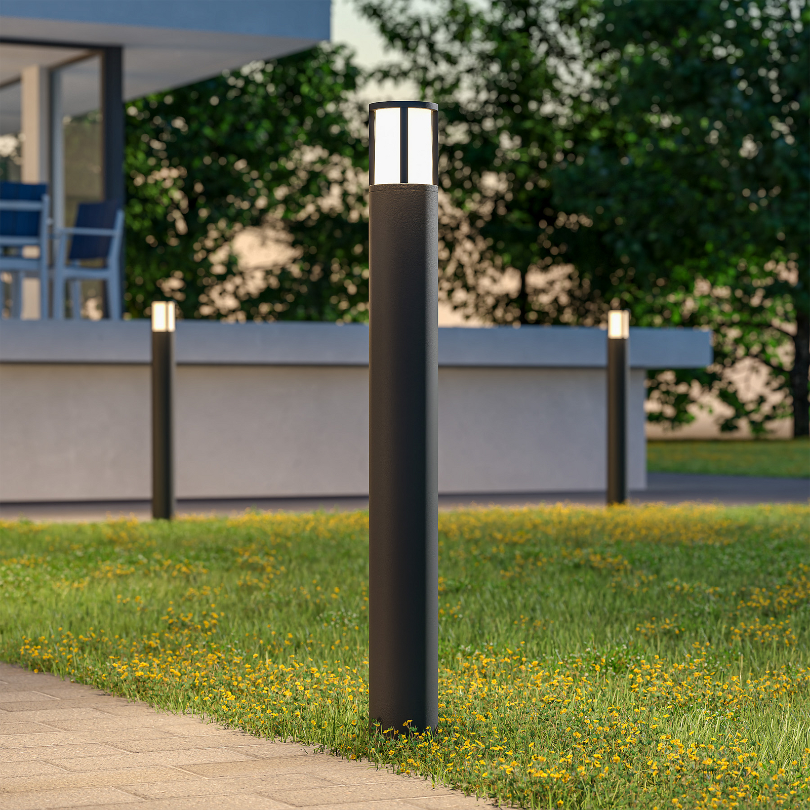 Facado II path light, height 100 cm, round, dark grey/opal