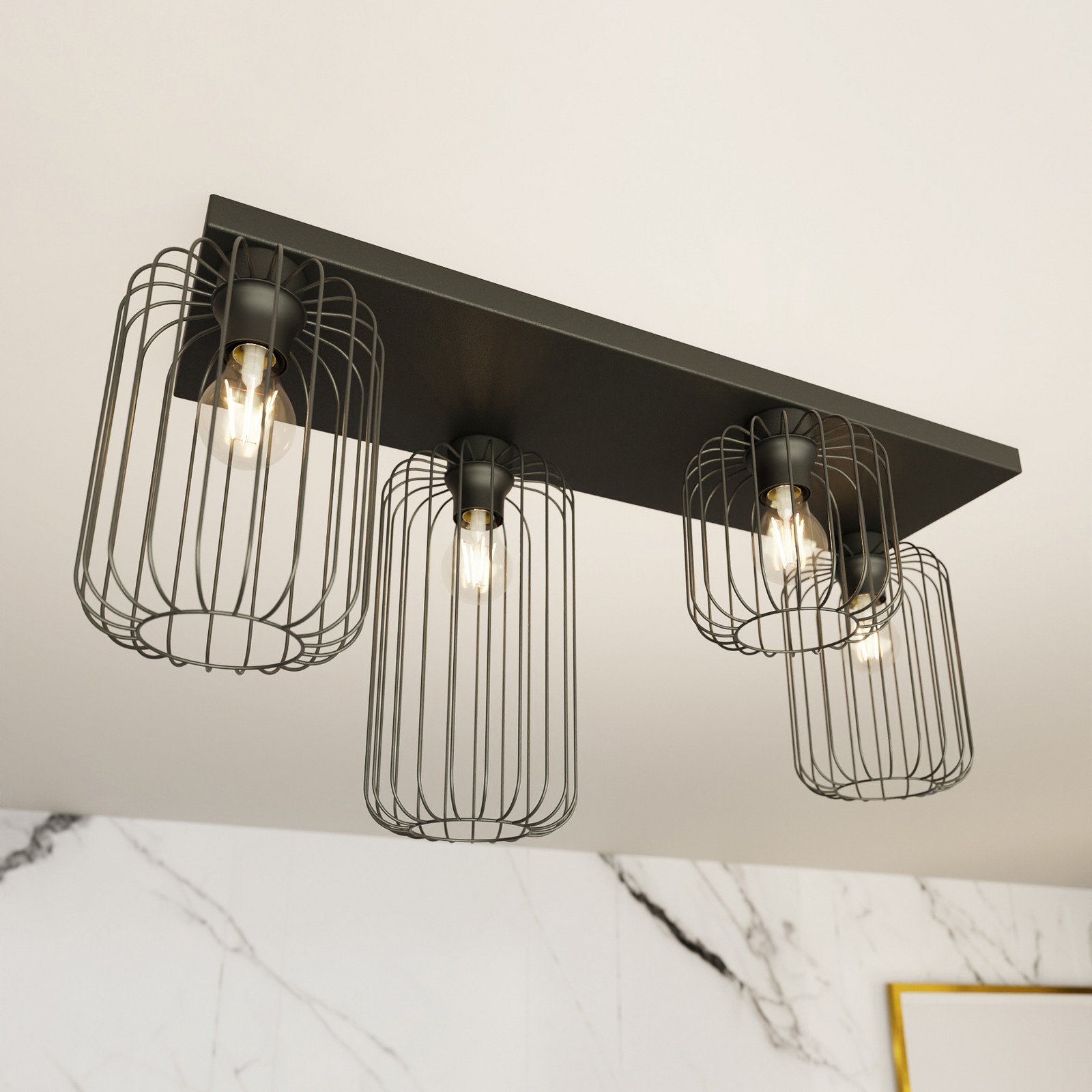 EMIBIG LIGHTING Plafonieră Barn 4 becuri 83 cm negru metal E27 - Camera de zi / sufragerie - Modern