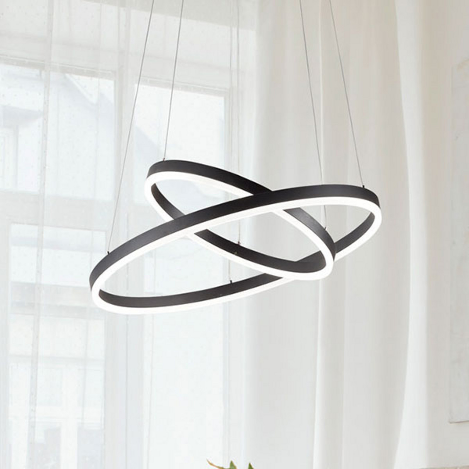 Fabas Luce Lampă pendul LED Giotto 2 becuri negru - Camera de zi / sufragerie - modern - Metal