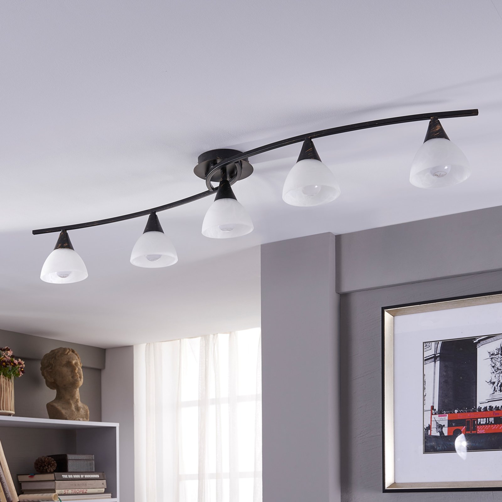 Della 5 Plafond Black/Opal - Lindby