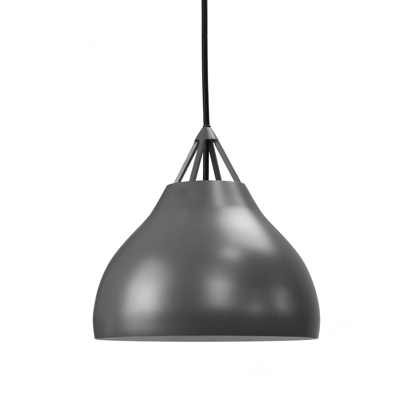 Dyberg Larsen hanging light Pyra, Ø 29 cm, grey, metal