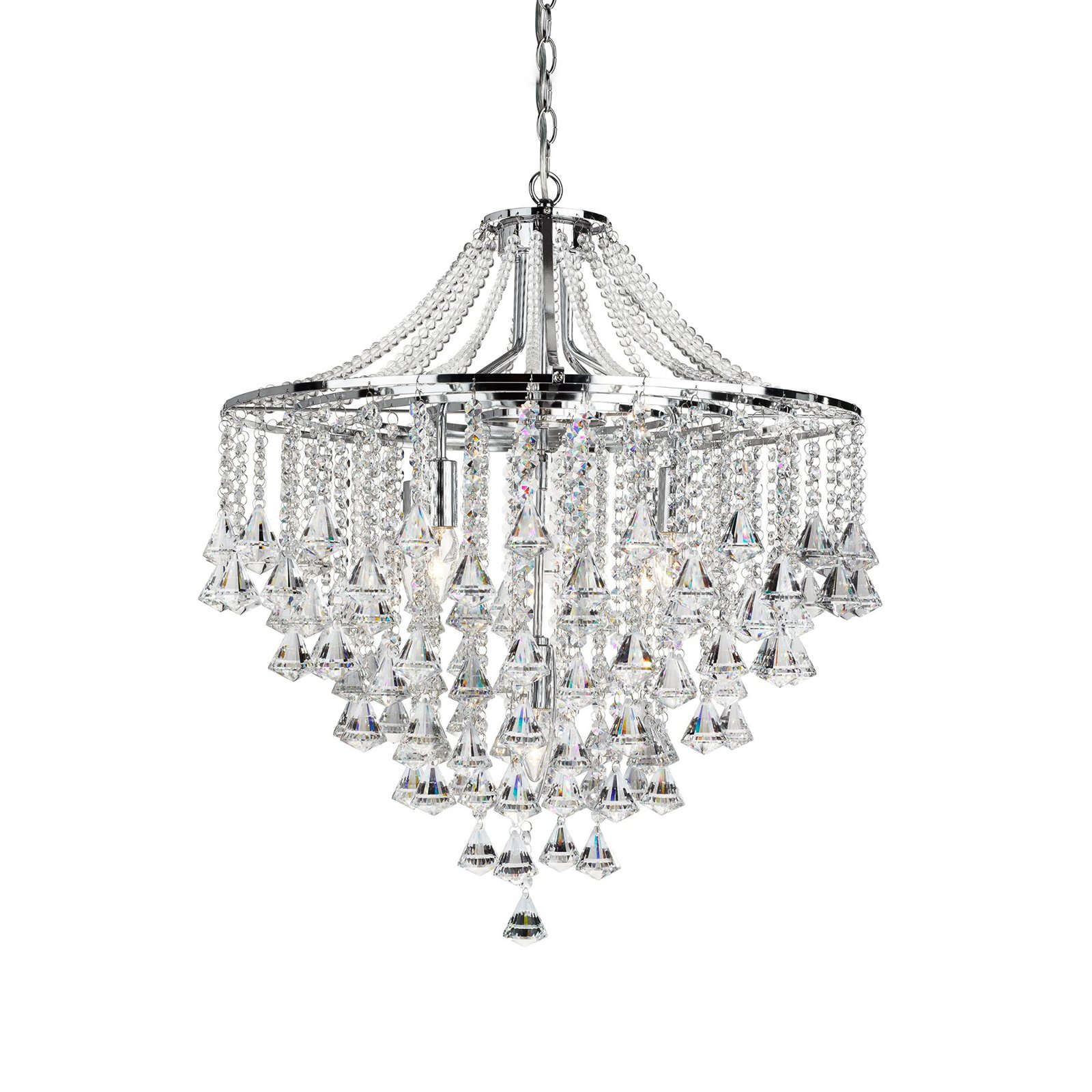 Dorchester chandelier, crystal glass, 5-bulb, Ø 64 cm, E14