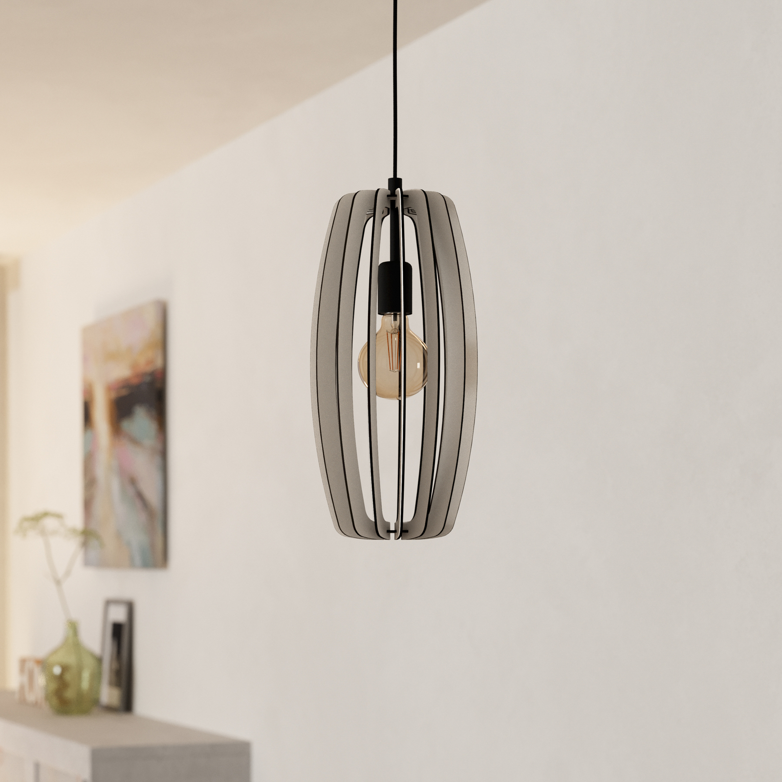 Висяща лампа Bajazzara, абажур с една клетка, пясъчен цвят