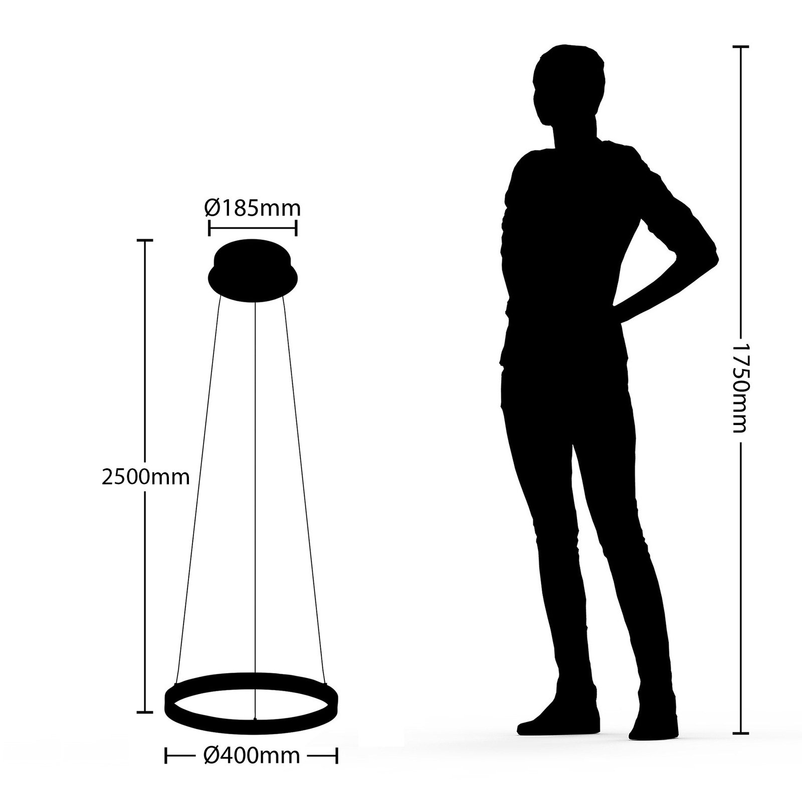 Luminária suspensa Arcchio Albiona LED, 1 anel, 40 cm
