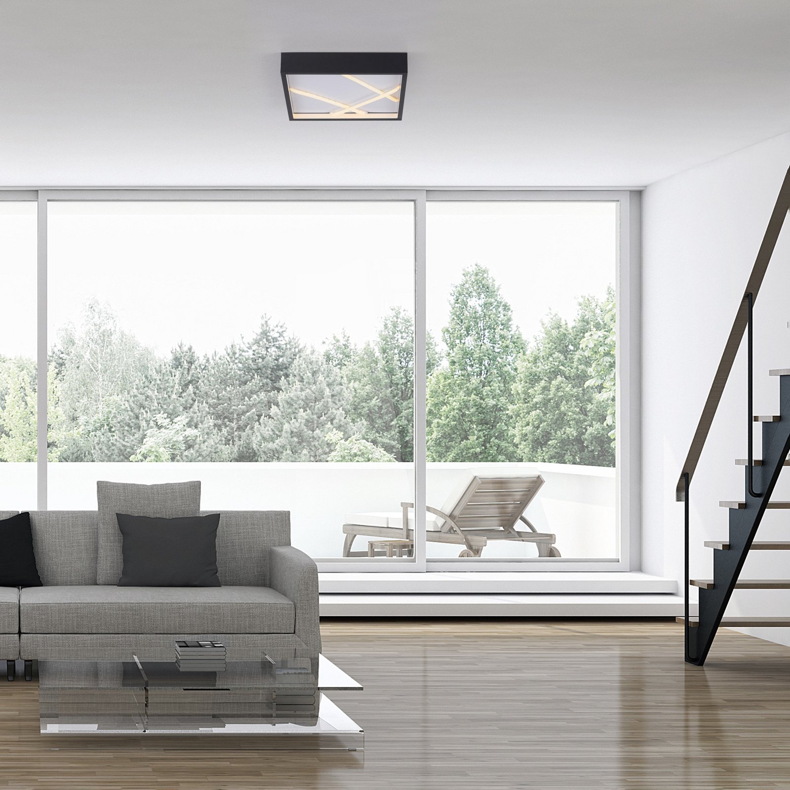 JUST LIGHT. LED plafondlamp Mikado, 30 x 30 cm, zwart