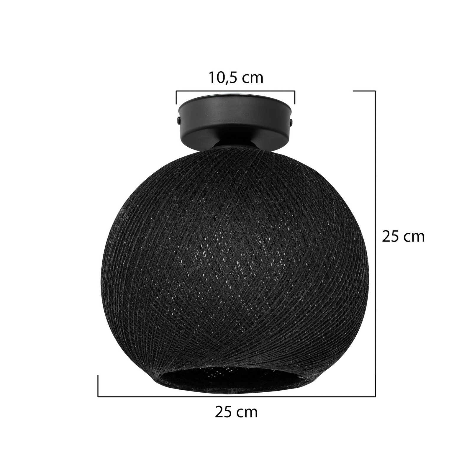 Deckenleuchte Yumak, schwarz, Ø 26 cm, Seil, 1-flammig Deckenleuchte Yumak, schwarz, Ø 26 cm, Seil, 1-flammig