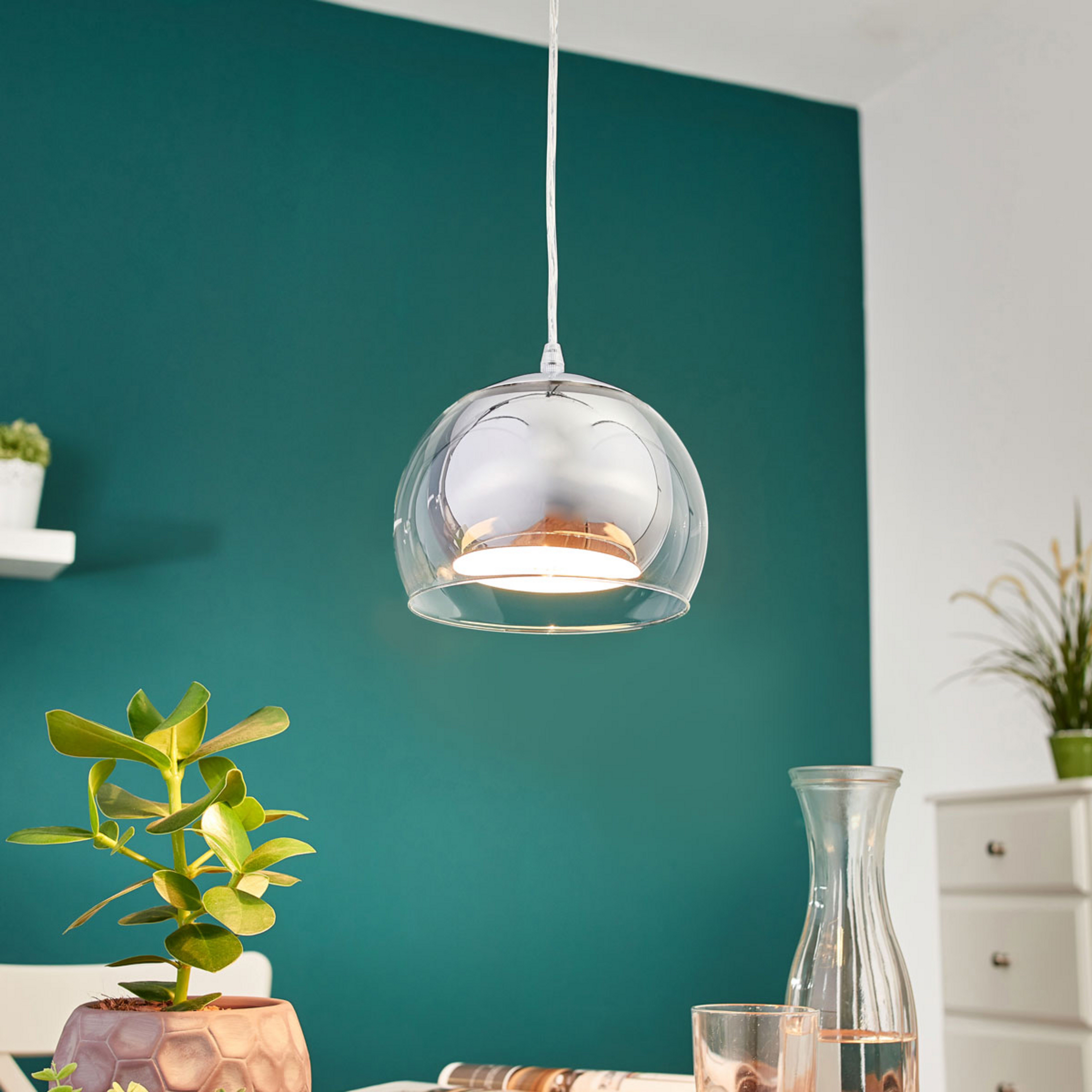 Lámpara colgante Rocamar 1 luz en cromo
