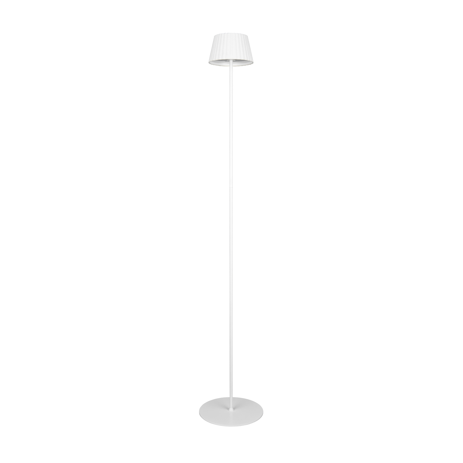 Lámpara de pie LED recargable Suarez, blanca, altura 123 cm, metal