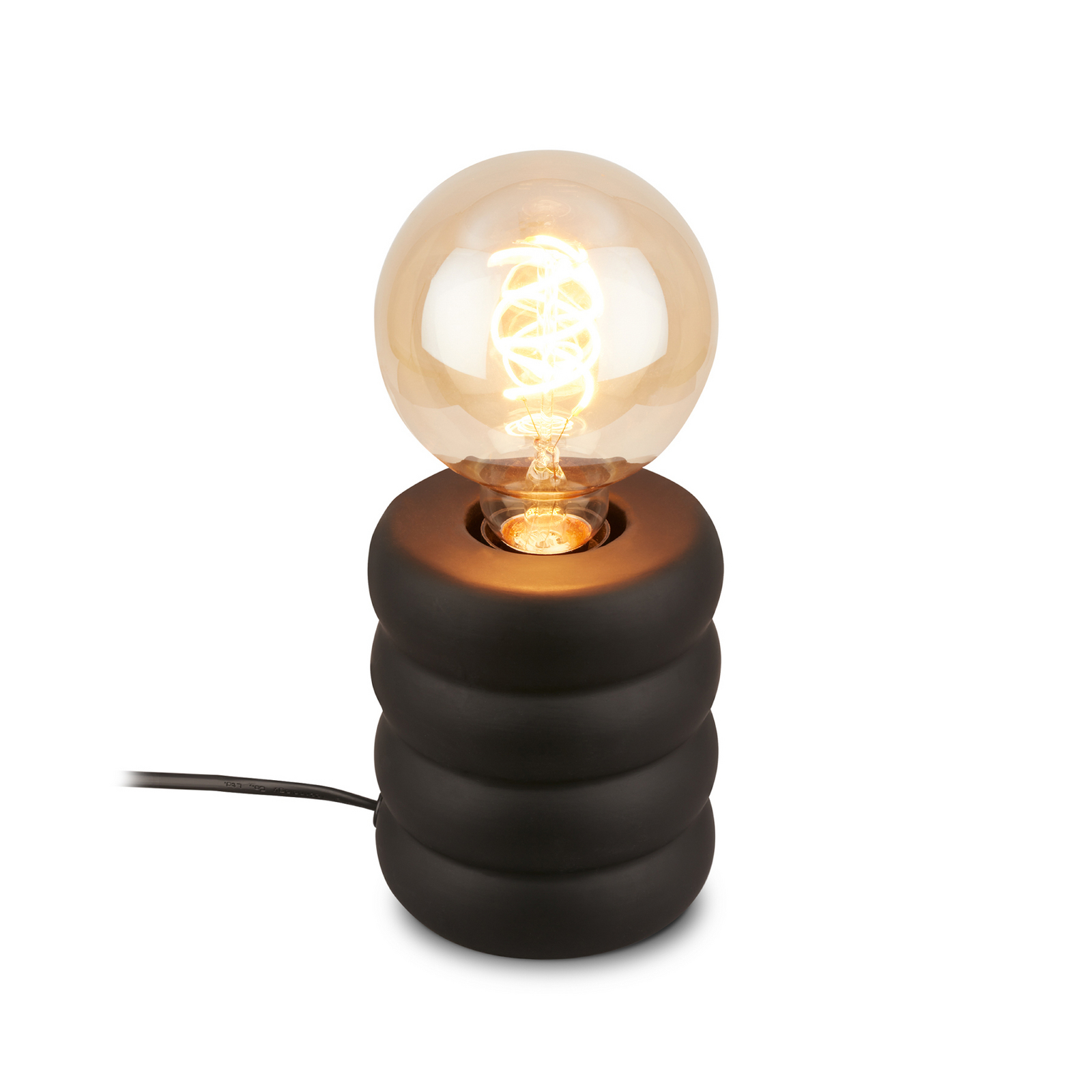 Lampă de masă Foam, negru mat, ceramică, E27, 25 W, Ø 10 cm