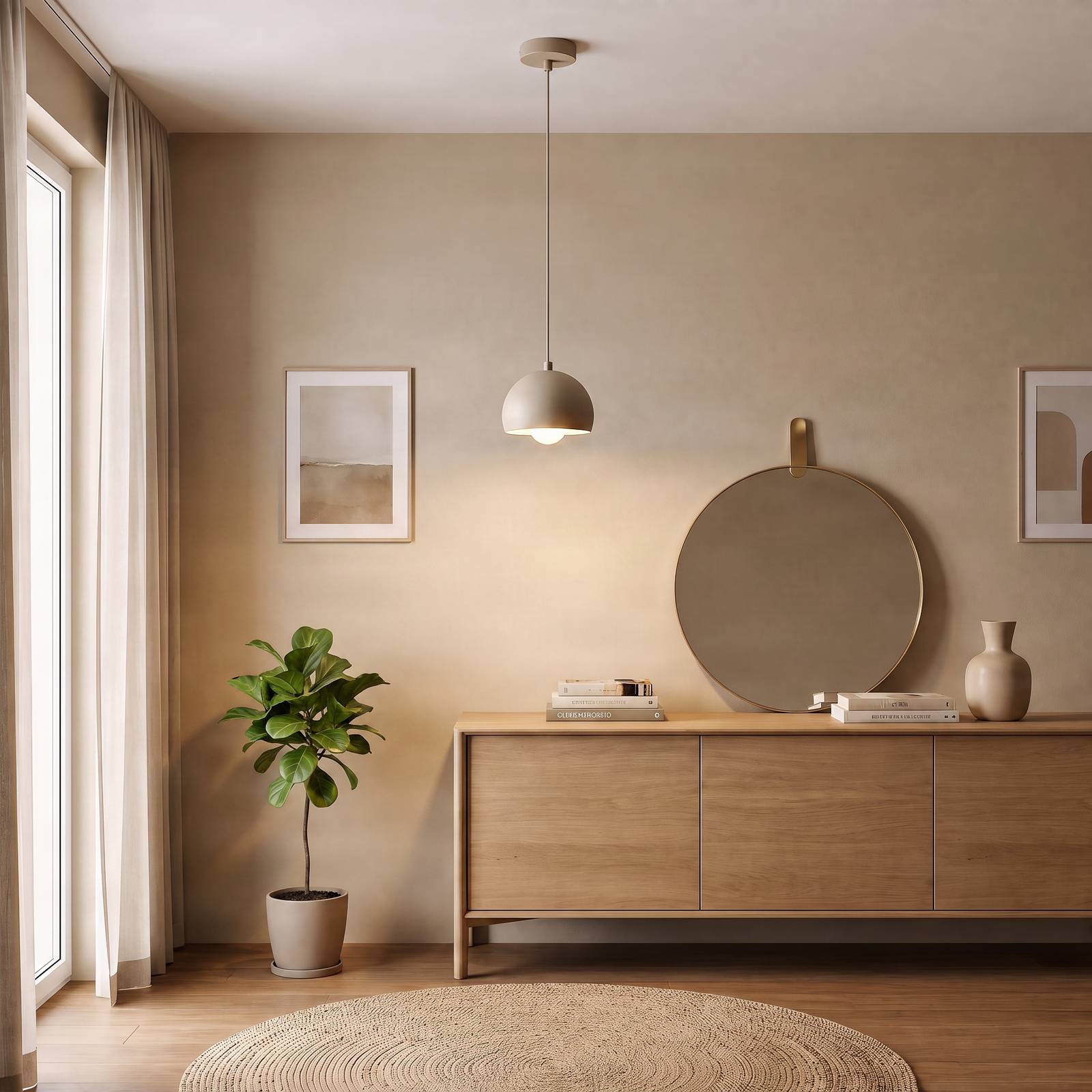 Luminex Hanglamp Sool, beige, Ø 15 cm, 1-lamp, metaal, E27