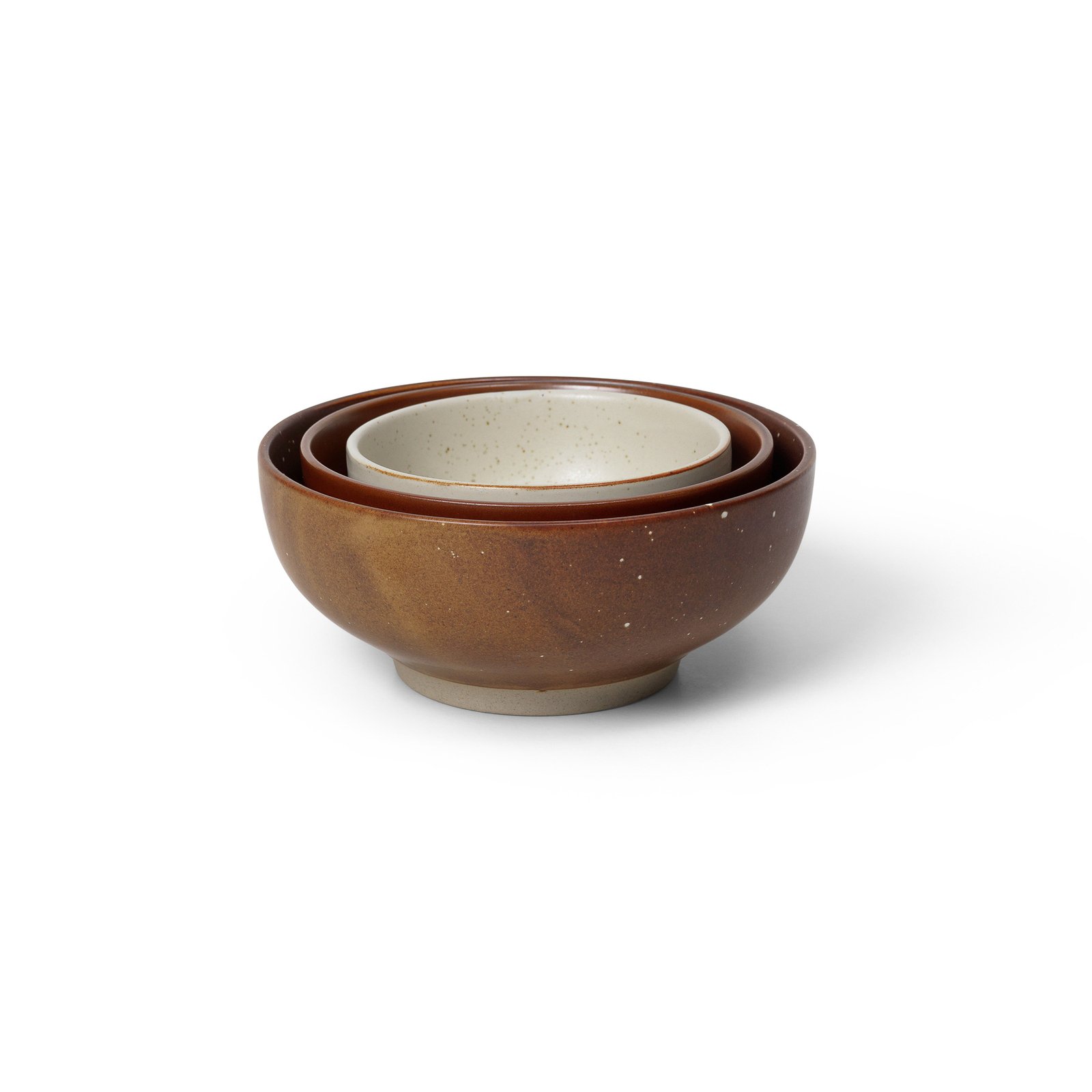 ferm LIVING Coupelle Midi, marron / blanc, porcelaine, 3 pièces