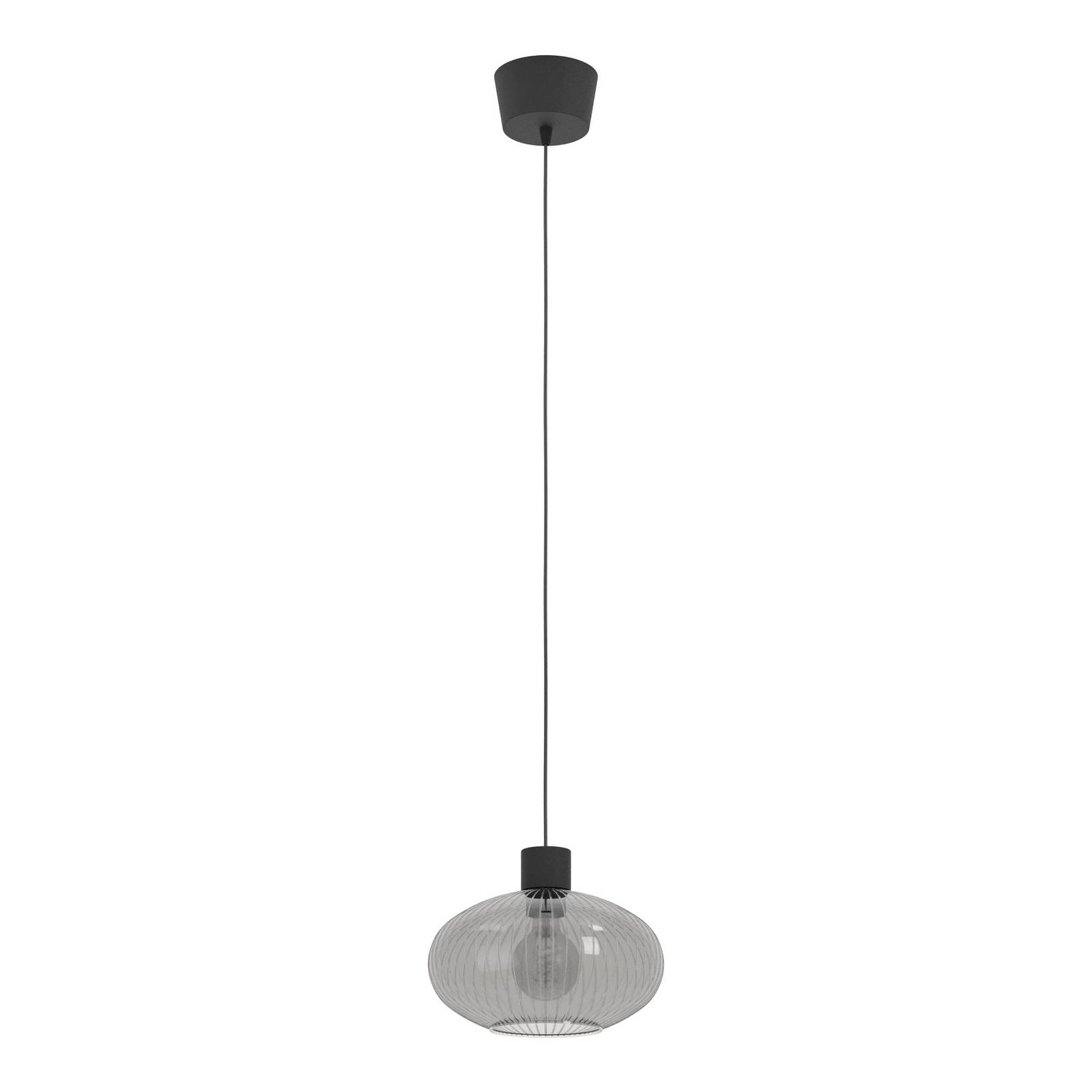 Hängeleuchte Dasmina, Ø 25 cm, rauchgrau/schwarz, Glas, E27