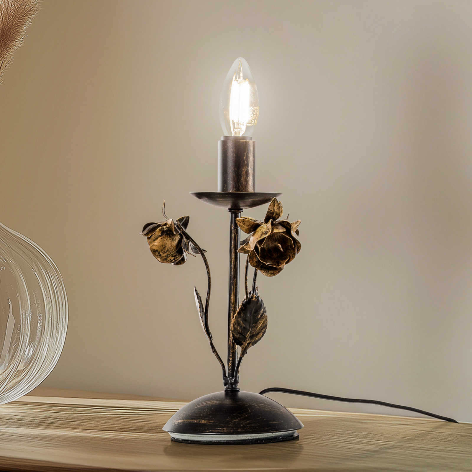 Stolní lampa Carolina, bronzová barva, 1 světlo, železo