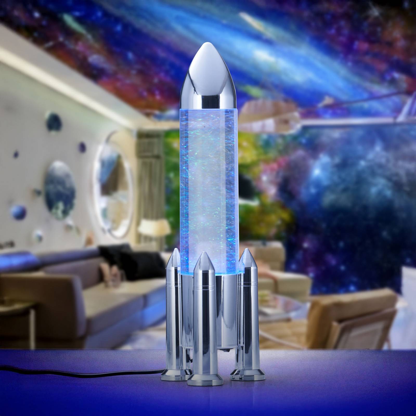 Reality Leuchten Lampe de table LED Apollo, couleur titane, hauteur 33 cm, RVB, USB