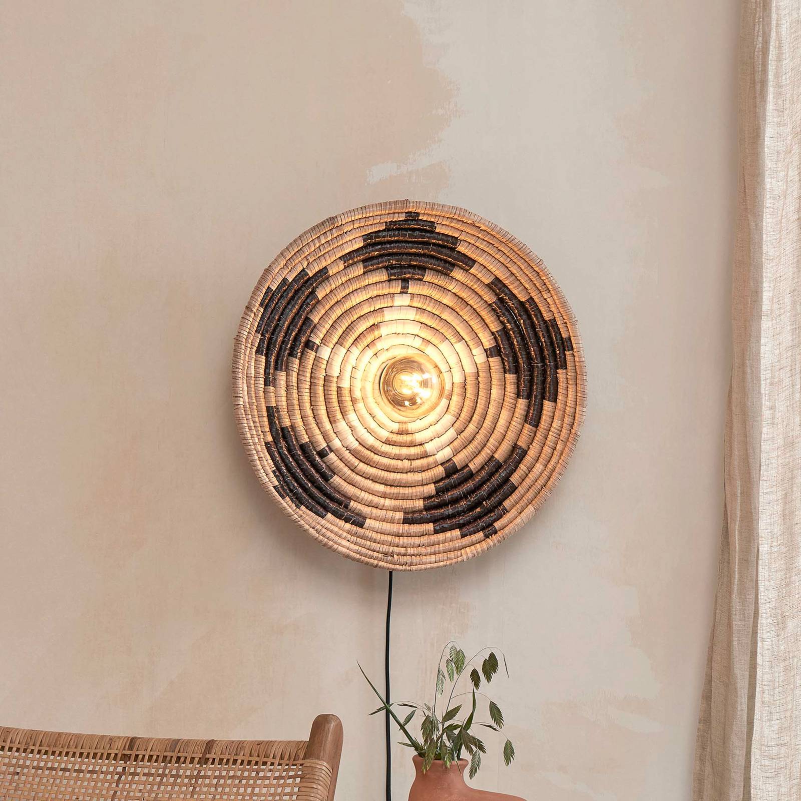 Lampa ścienna Good & Mojo Andros czarny/naturalny/biały wtyczka