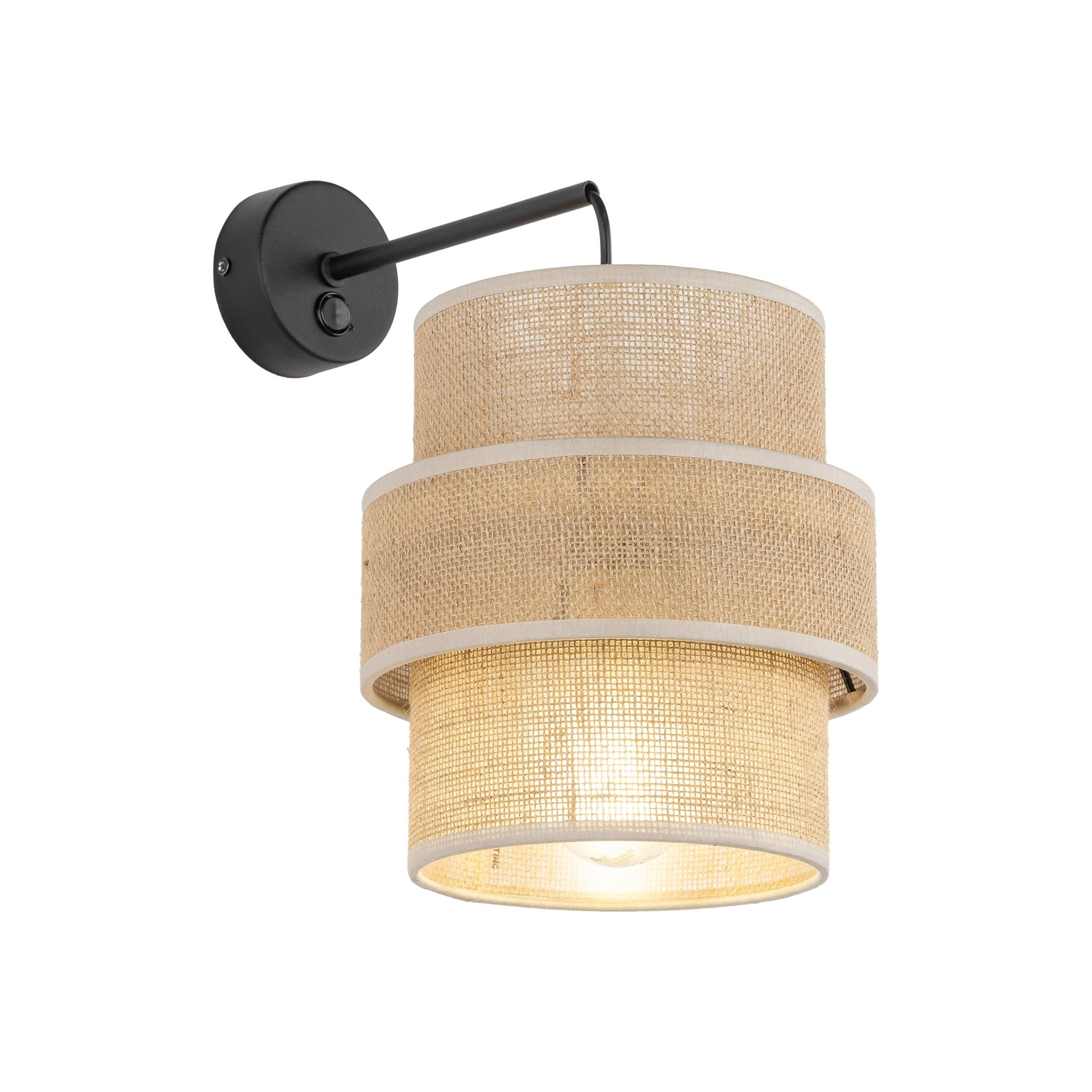 Calisto wall light, Jute, natural brown, switch
