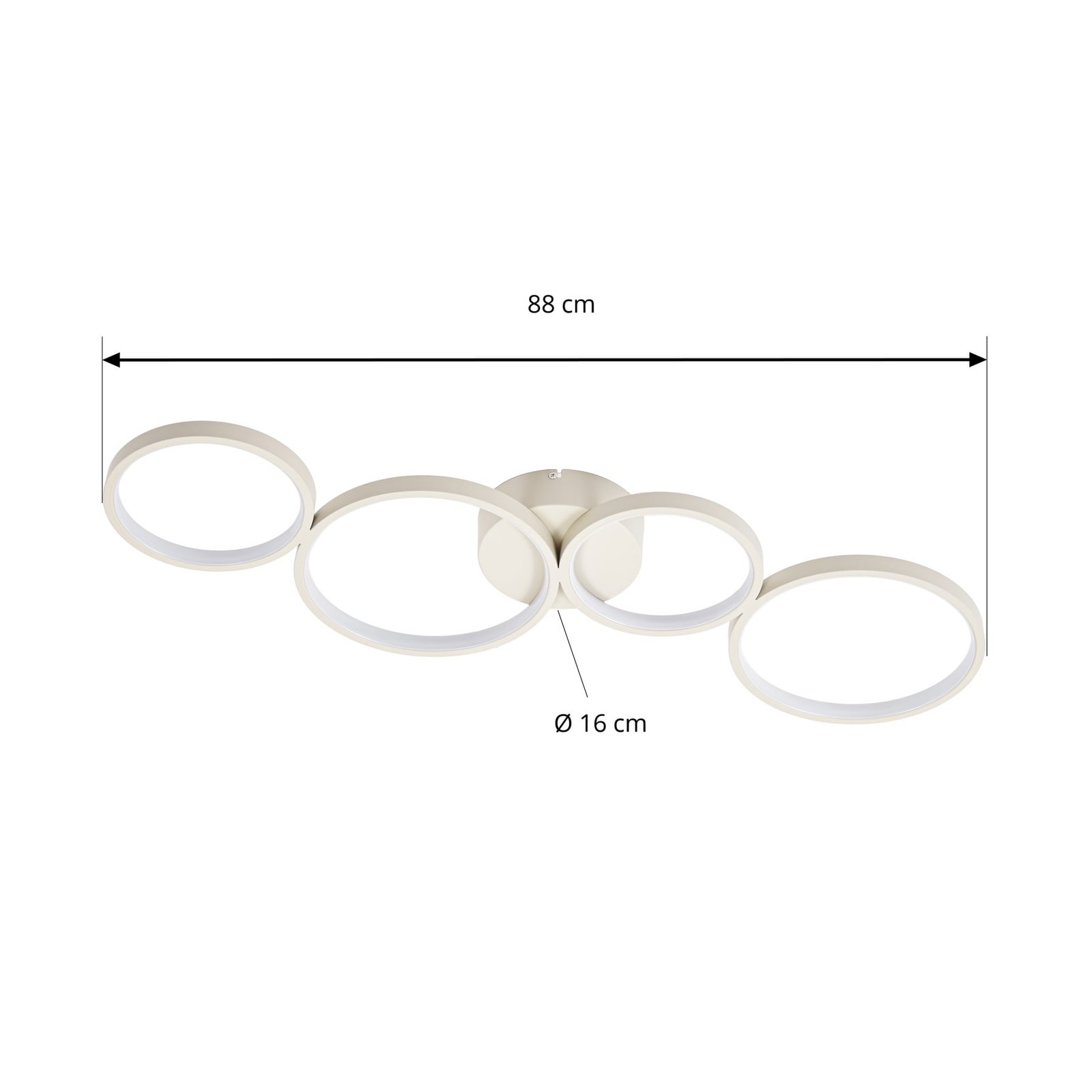 Plafonnier LED Lindby Evengeline, beige, aluminium, longueur 88 cm Plafonnier LED Lindby Evengeline, beige, aluminium, longueur 88 cm