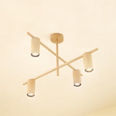 Plafón Lindby Marilou, beige, 4 luces, Ø 70 cm
