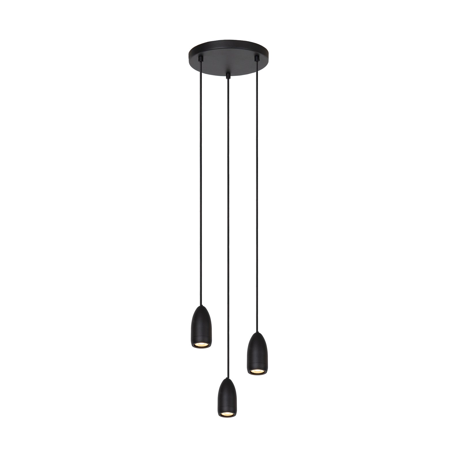 Evora pendant light, 3-bulb, circular, black