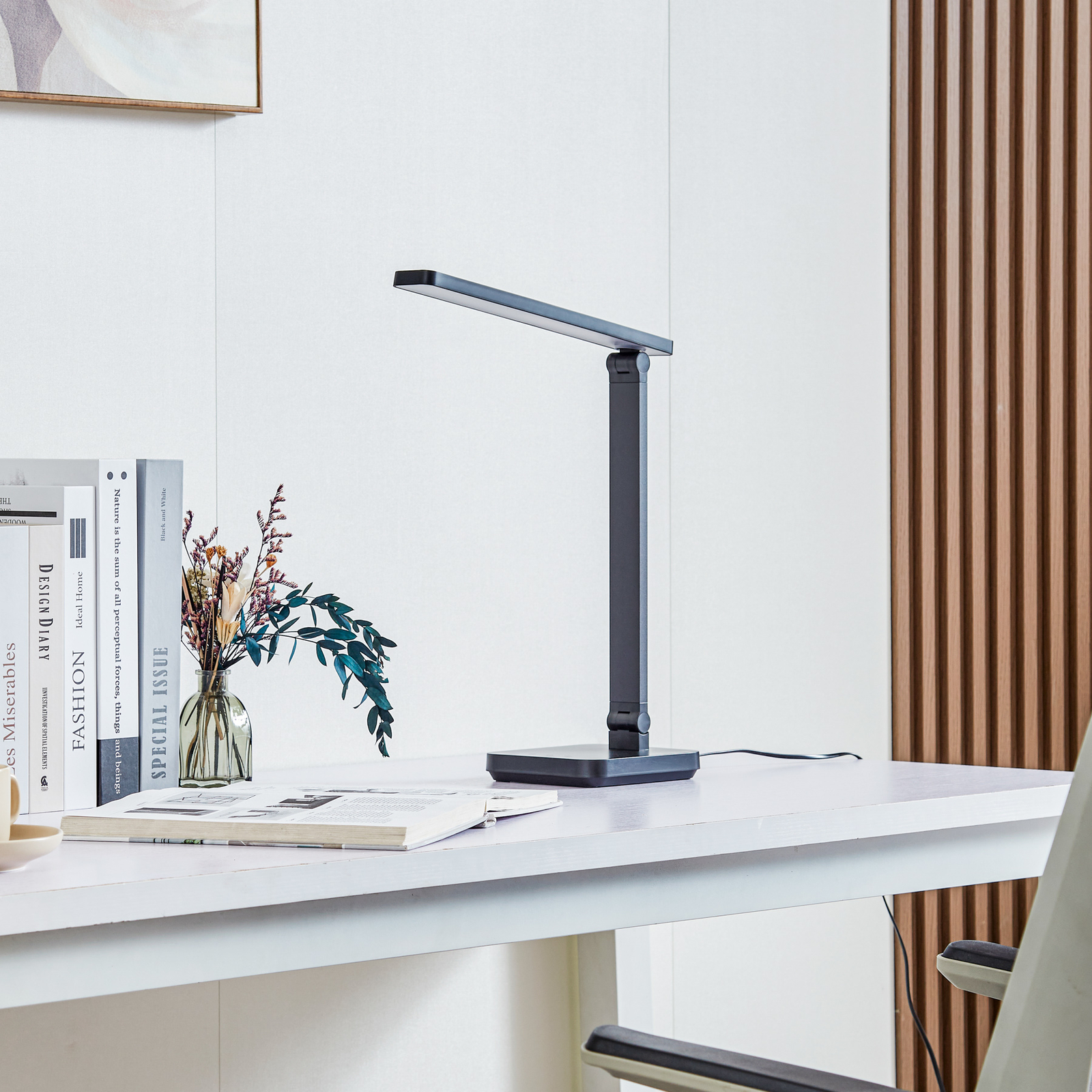 Lindby LED rechargeable desk lamp Rylas, black, USB, CCT