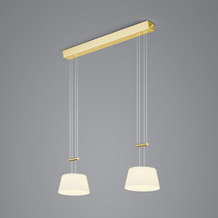 Lampa wisząca LED BANKAMP Conus, 2-punktowa, mosiądz