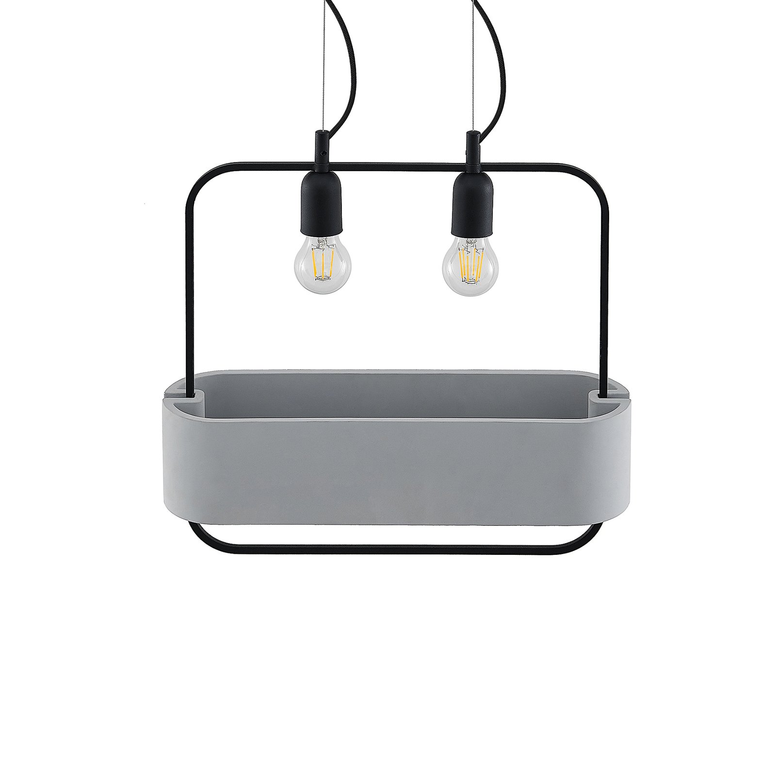 Lucande Teona hanging light with concrete 2-bulb