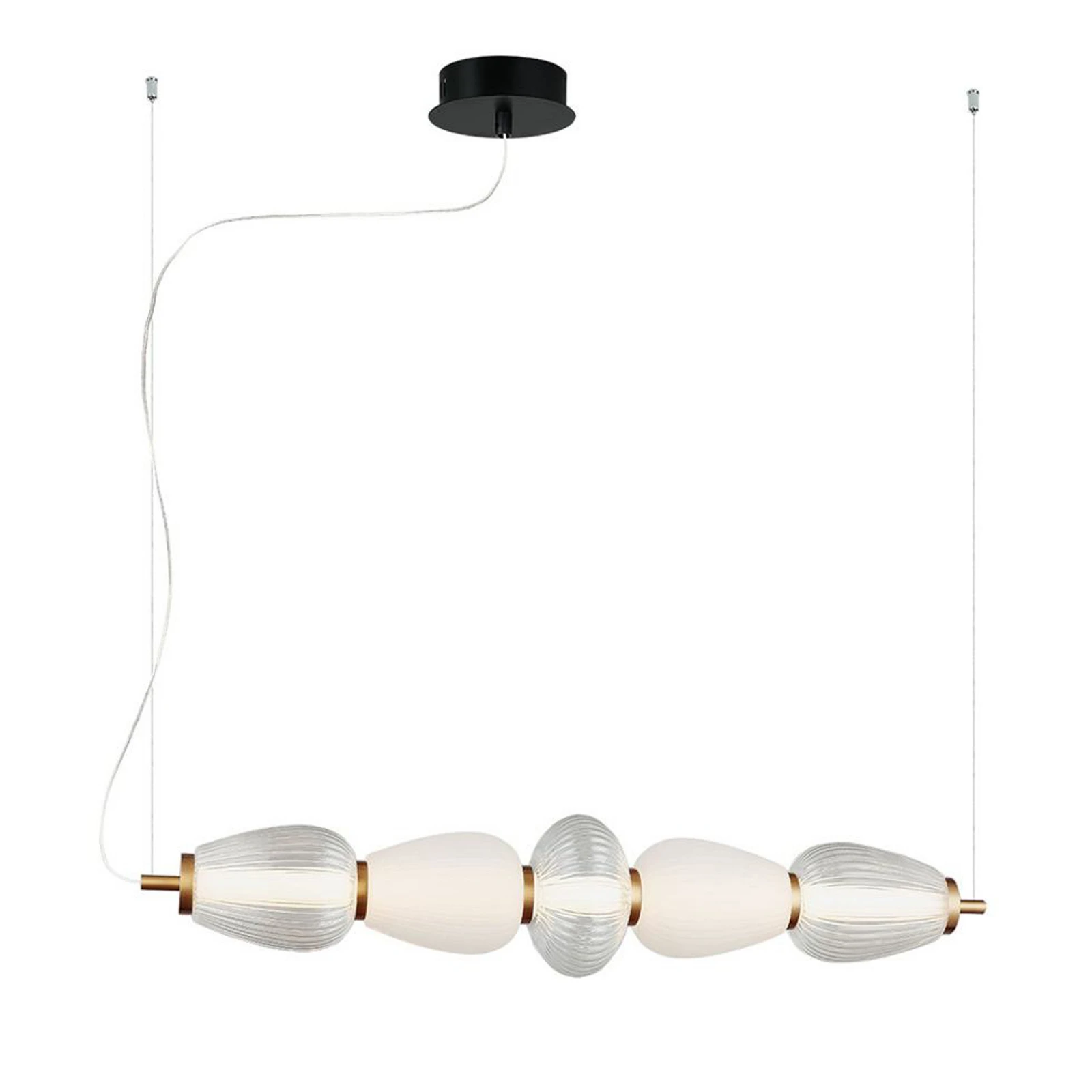LED závesné svietidlo Shiny, dĺžka 83 cm, číre/biele, sklo