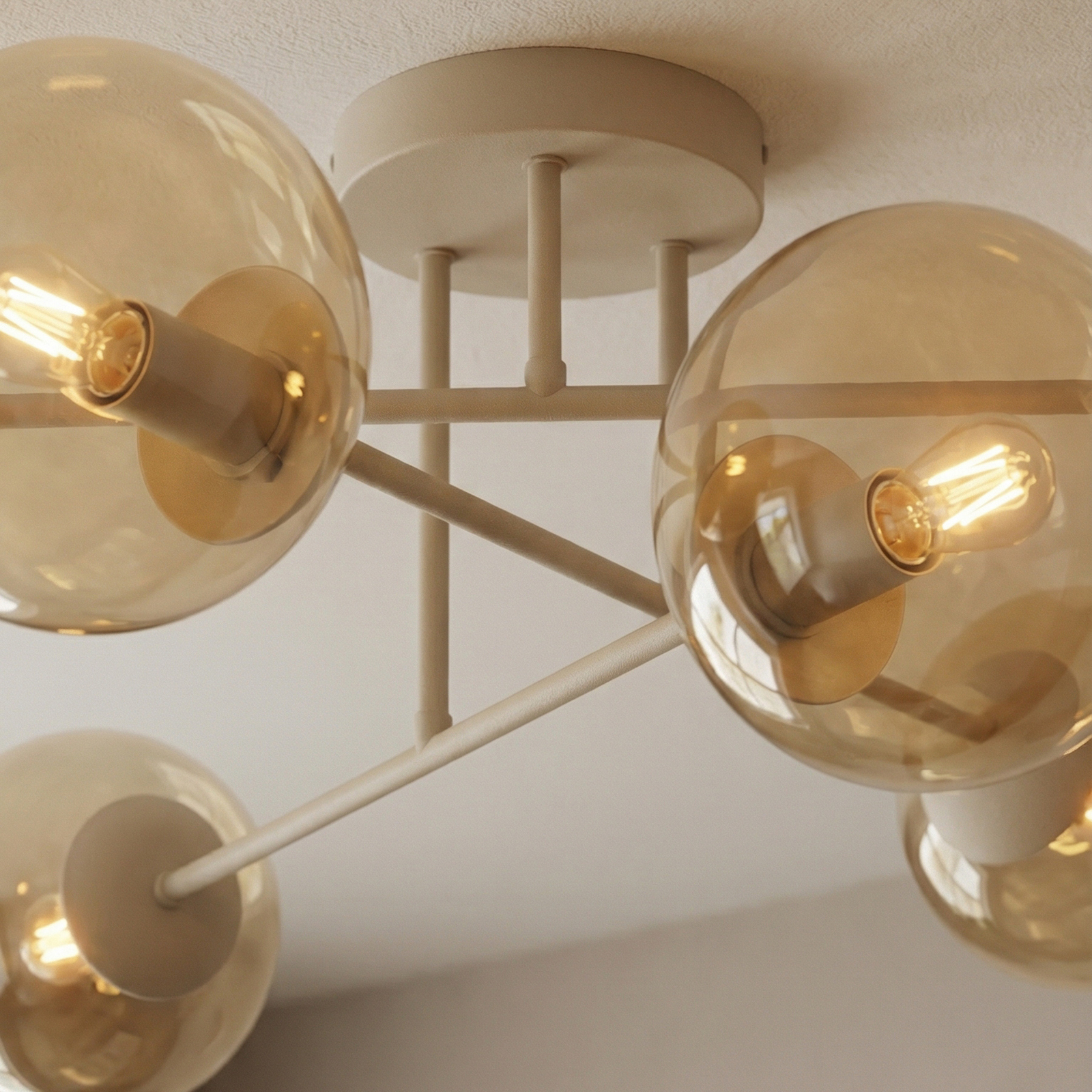 ROMA ceiling light, beige, Ø 75 cm, 6-bulb, glass/metal, E14 ROMA ceiling light, beige, Ø 75 cm, 6-bulb, glass/metal, E14