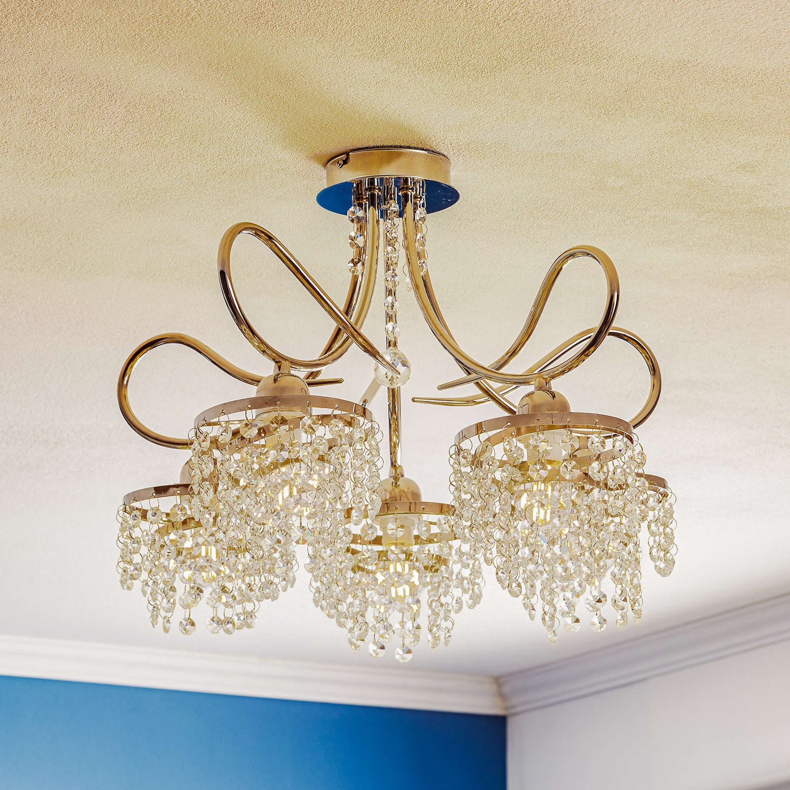 Dace ceiling light five-bulb, glass elements