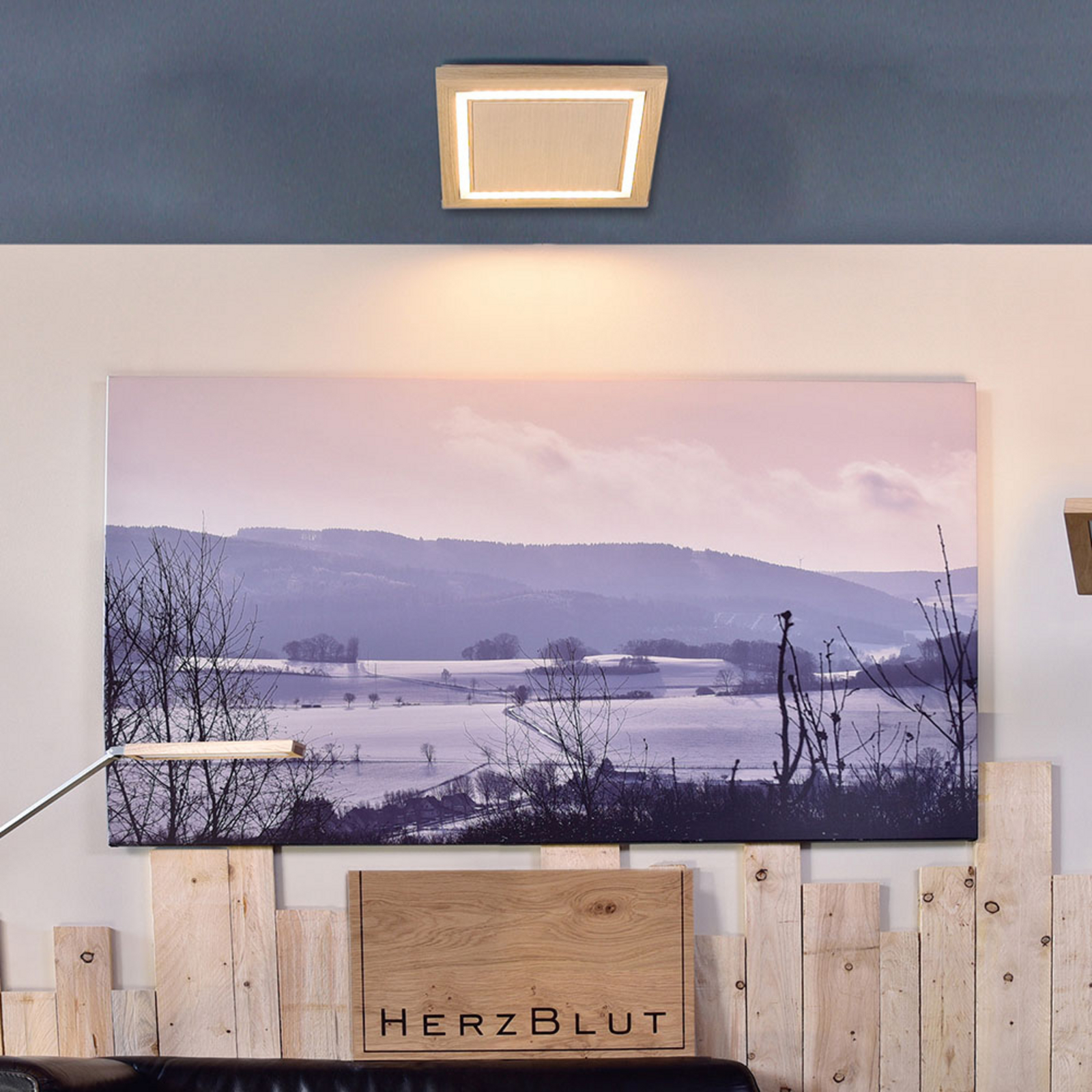 HerzBlut Otto O LED ceiling lamp square Klick&Dim