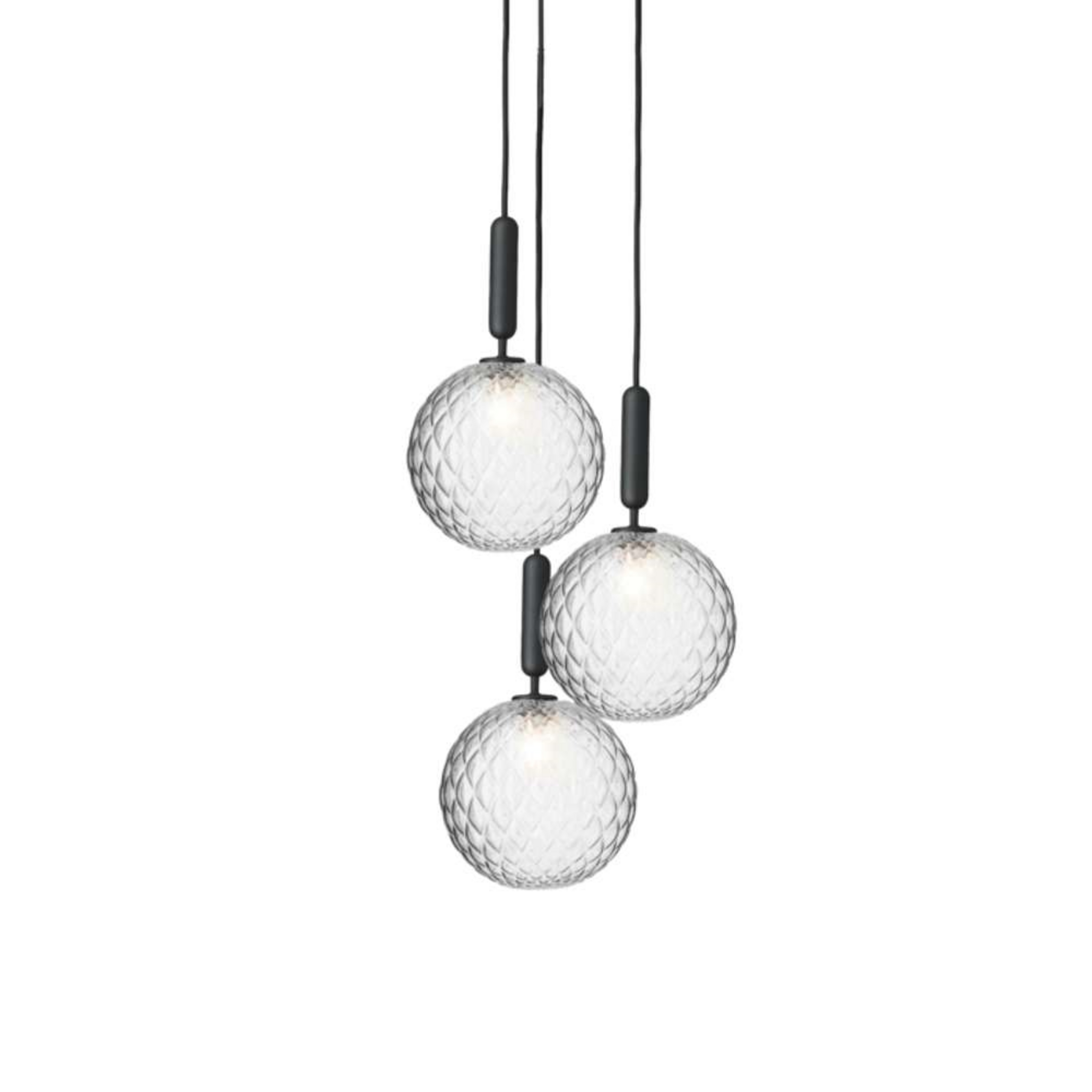 Miira 3 kroonluchter, grijs/helder, Ø 31 cm, 3-lamps - Nuura
