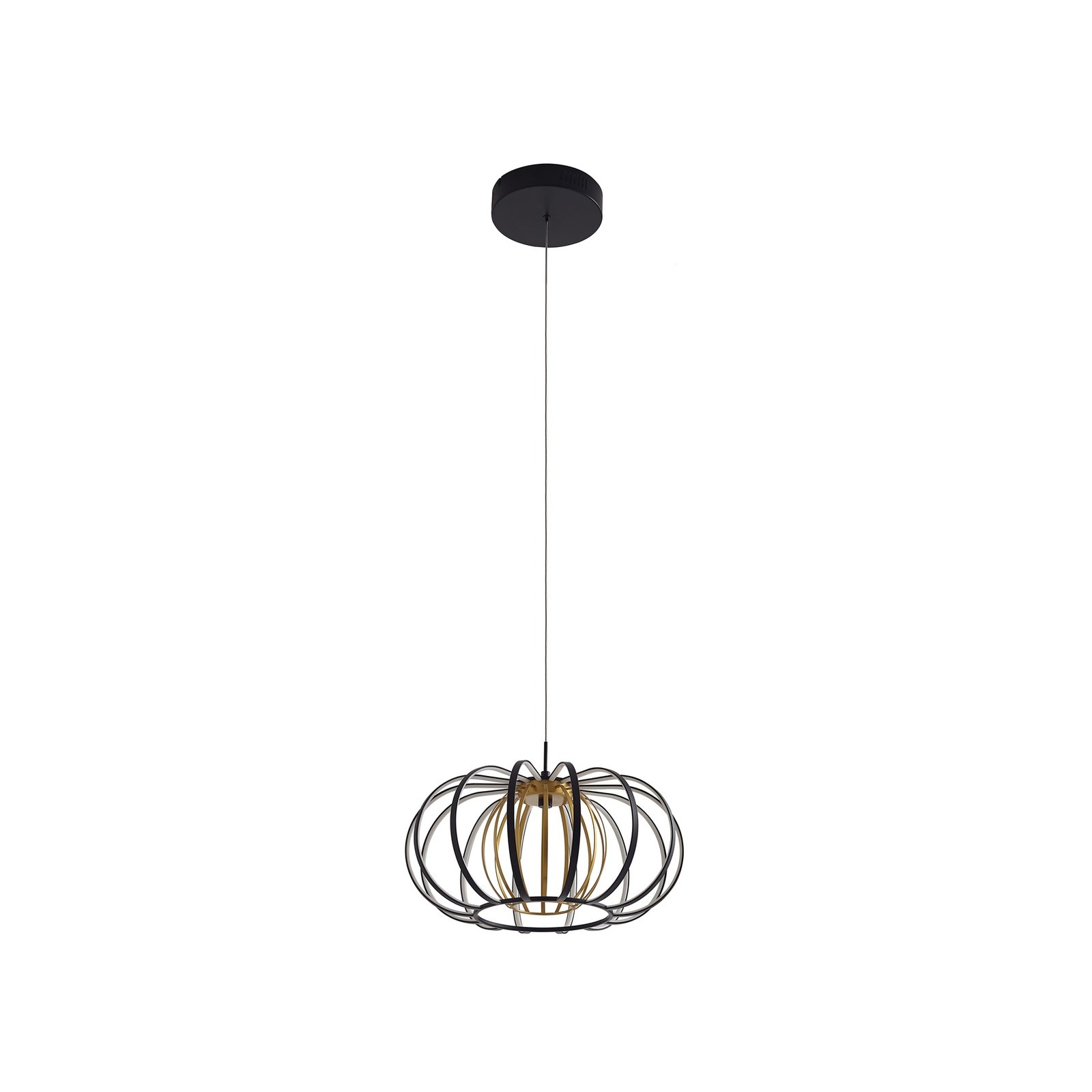 Lucande LED hanglamp Birger, Ø 39cm, zwart/goud