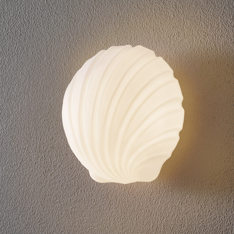 Vägglampa Mydi av glas, IP23, vit satinerad