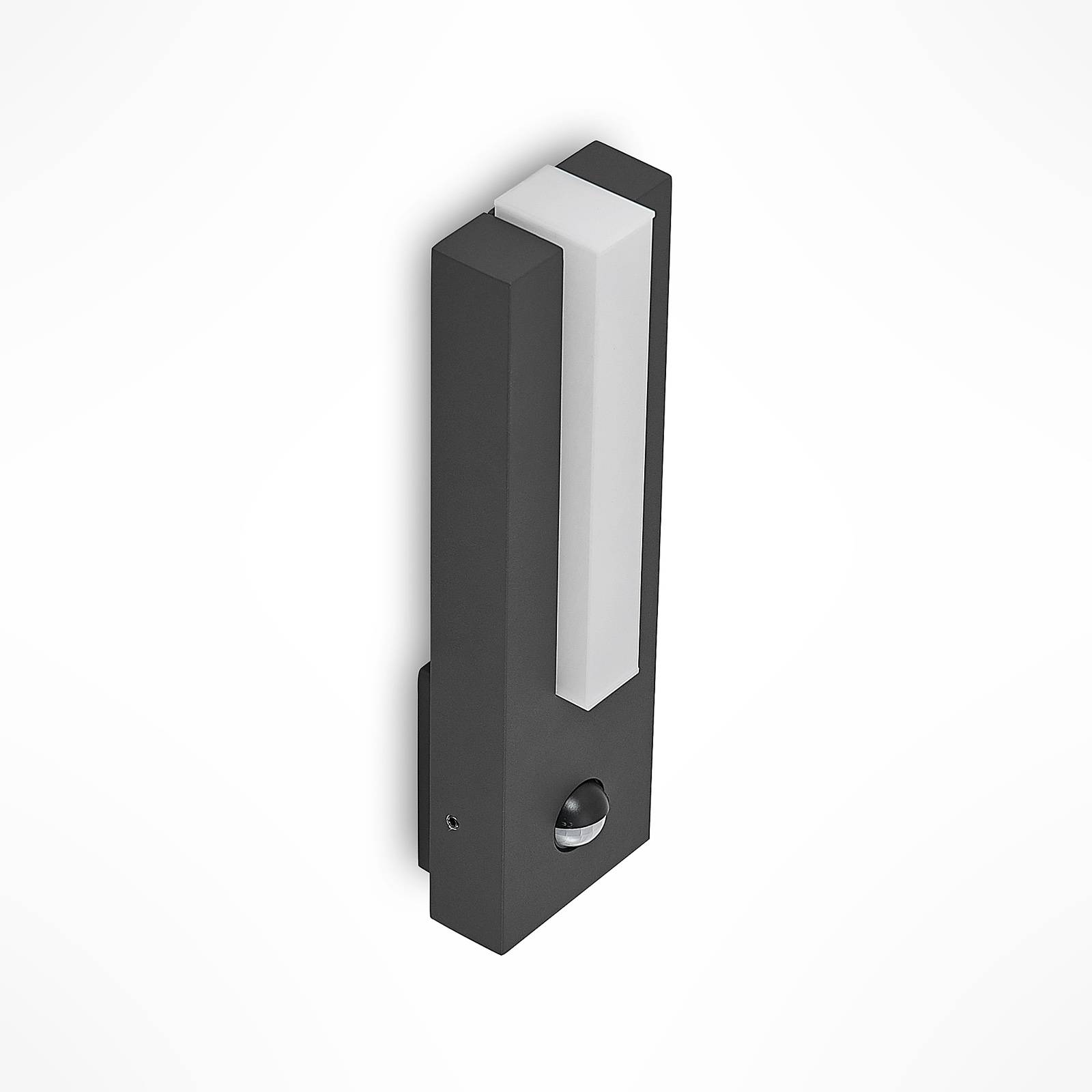 Lucande Virgalia LED outdoor wall light, sensor, aluminium, plastic, 8.6 W, W: 9 cm, H: 30.6 cm