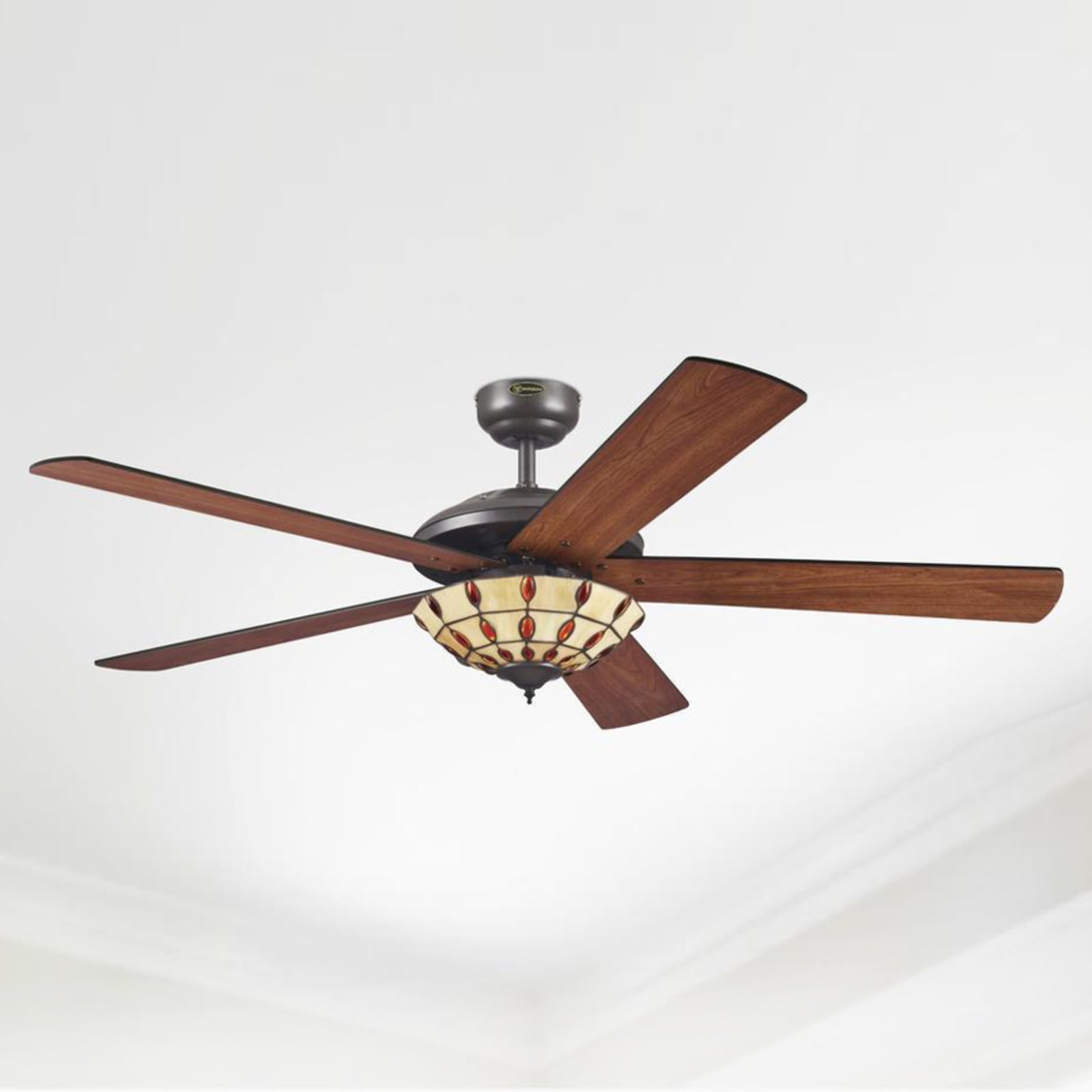 Ventilateur de plafond Comet T avec luminaire Tiffany - Westinghouse Ventilateur de plafond Comet T avec luminaire Tiffany - Westinghouse