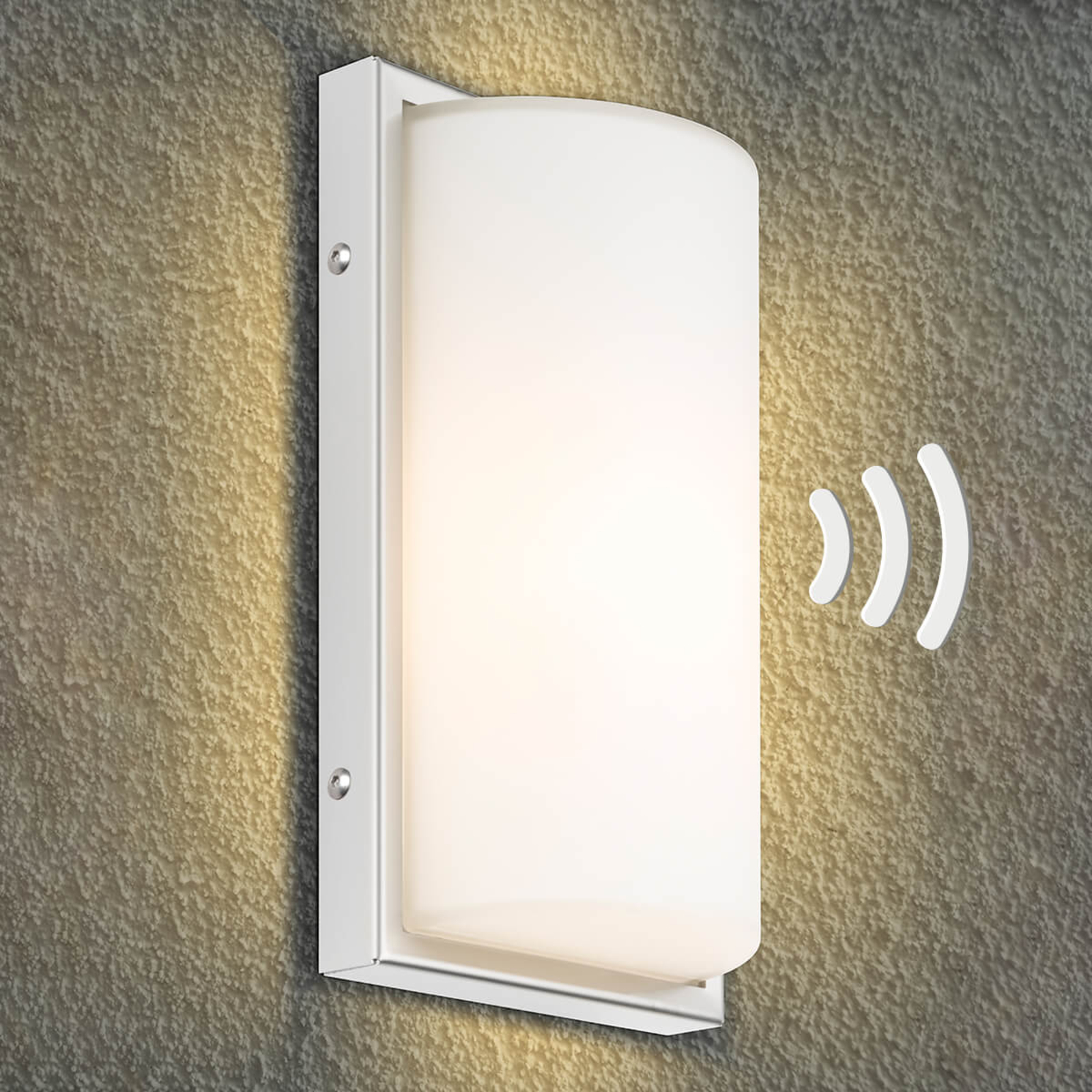 040 LED outdoor wall light with sensor, white Lights.co.uk