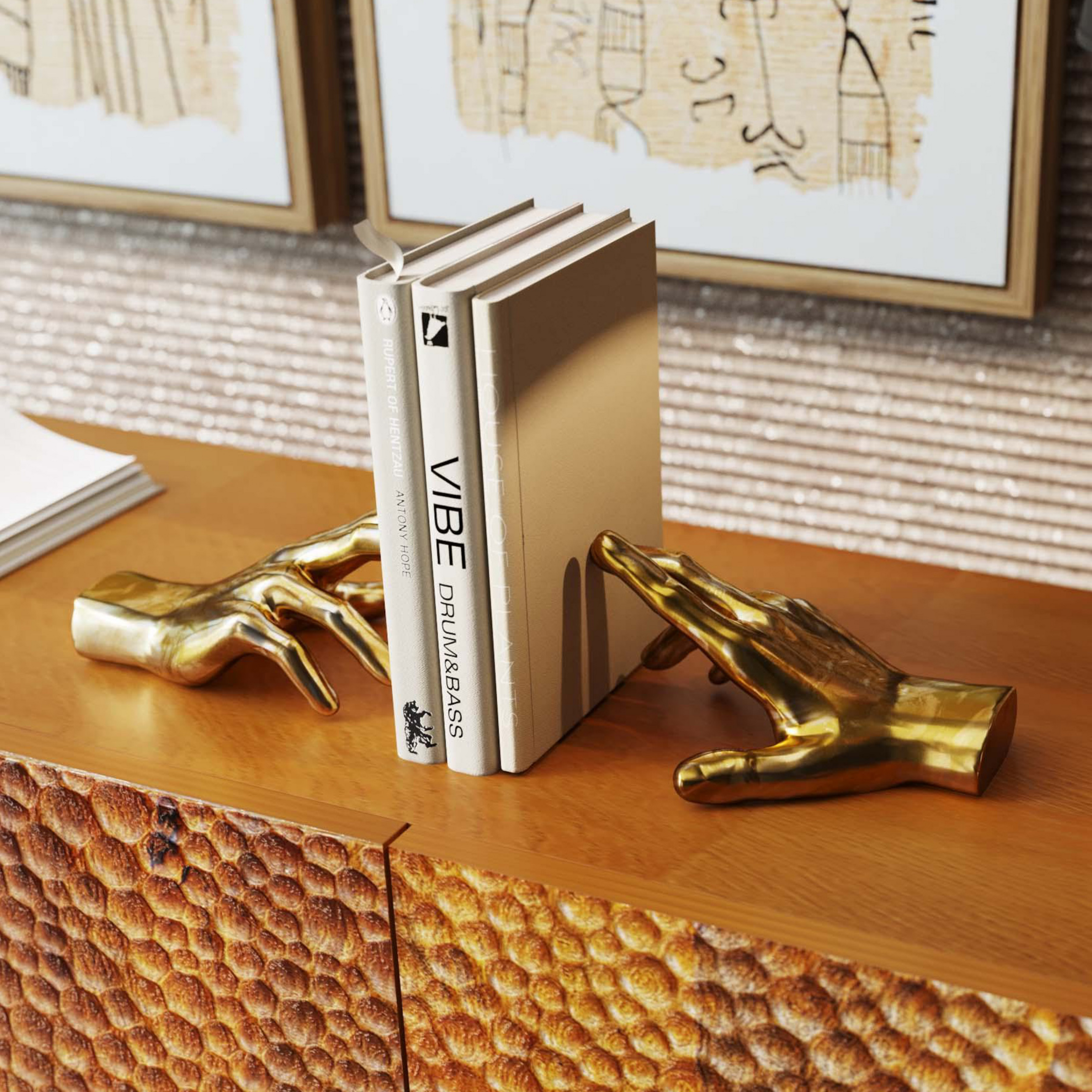 Suporte de livros KARE Holding Fingers, dourado, conjunto de 2