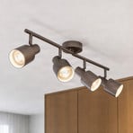 Spot pour plafond Lindby Ovelia, marron, 80 cm, à 4 lampes, E27