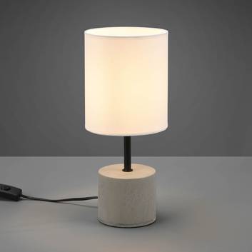 Ben bordlampe med betonfod og stofskærm