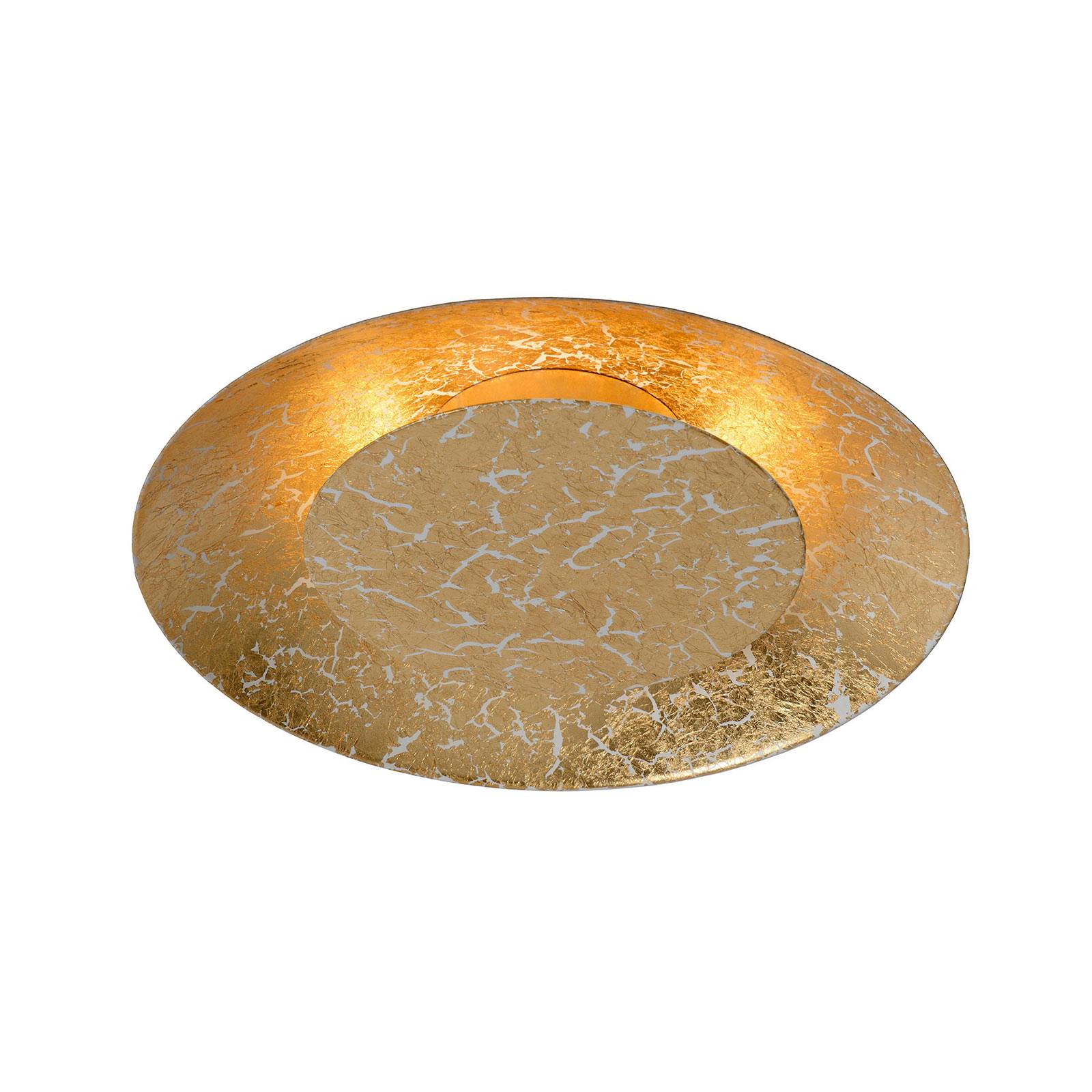 Lucide Foskal LED ceiling light, brass, Ø 21.5 cm, for Living / Dining Room, metal, 6 W, energy efficiency: G, H: 5.2 cm