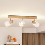 Lindby spot pour plafond Wanessa, 47cm, 3 lampes, blanc, bois, E14