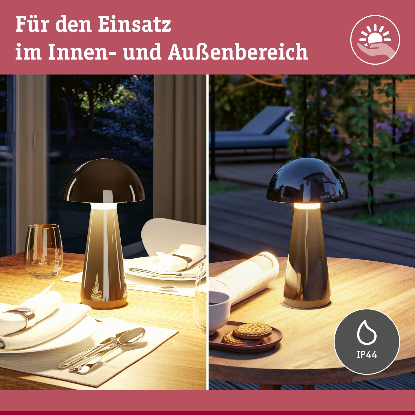 Onzo Portable Lampe de Table 3-Step-Dim IP44 2700K Noir - Paulmann